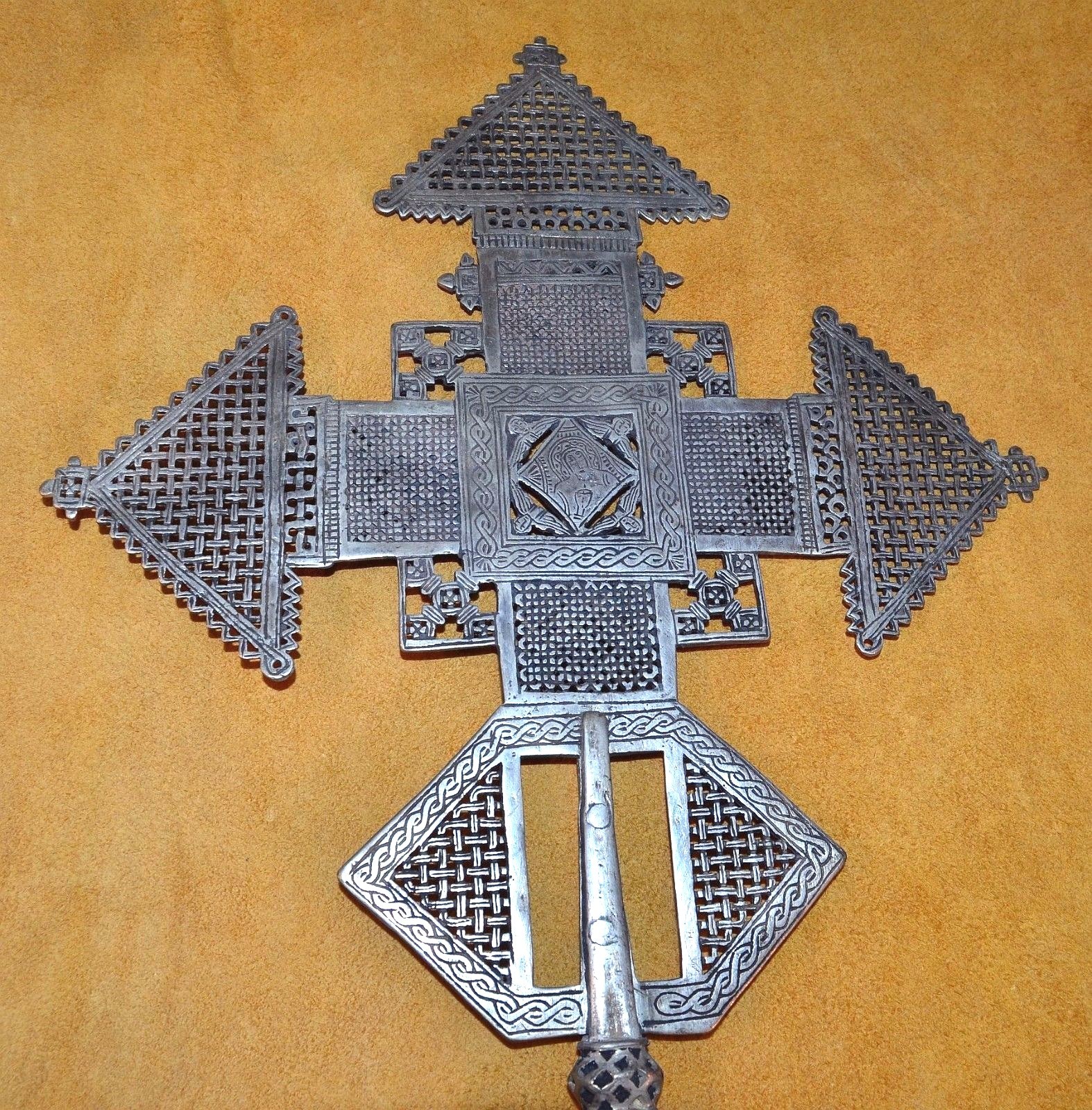Large Handmade Ethiopian Orthodox Christian Processional Cross, Ethiopia Africa