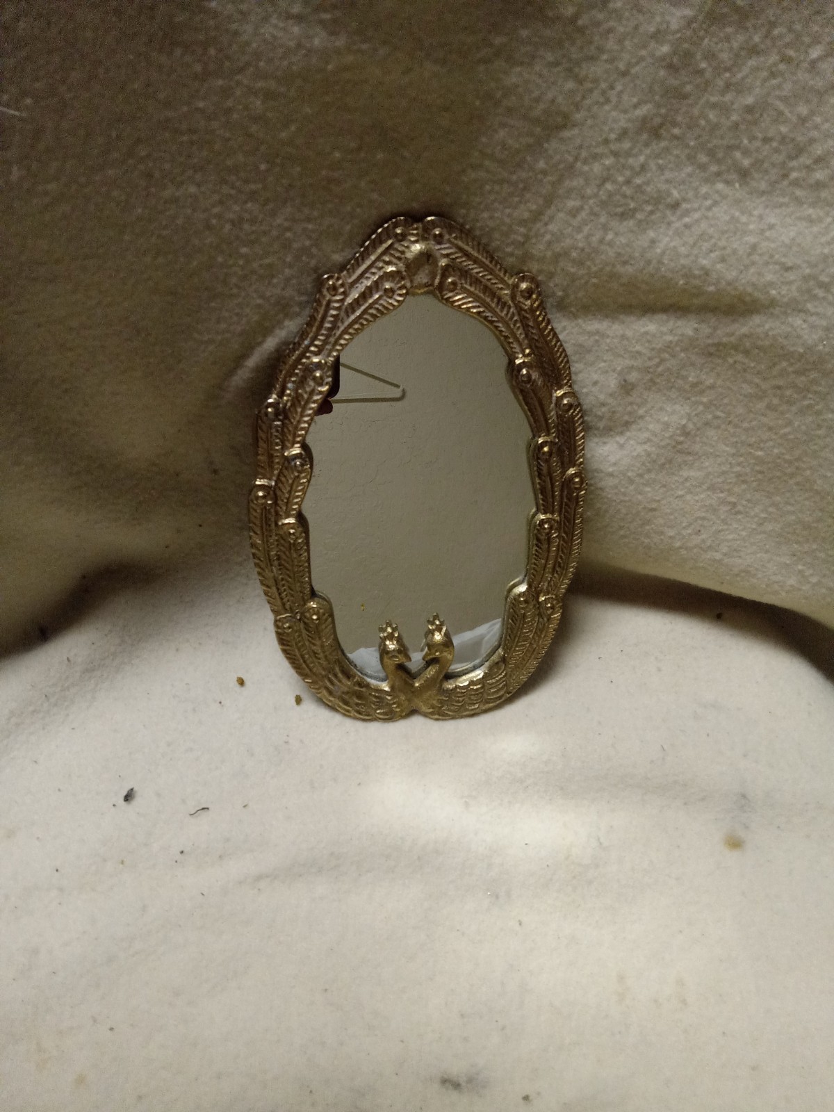 Vintage Swan Feathers Oval Wall Mirror, Guilded Style Gold