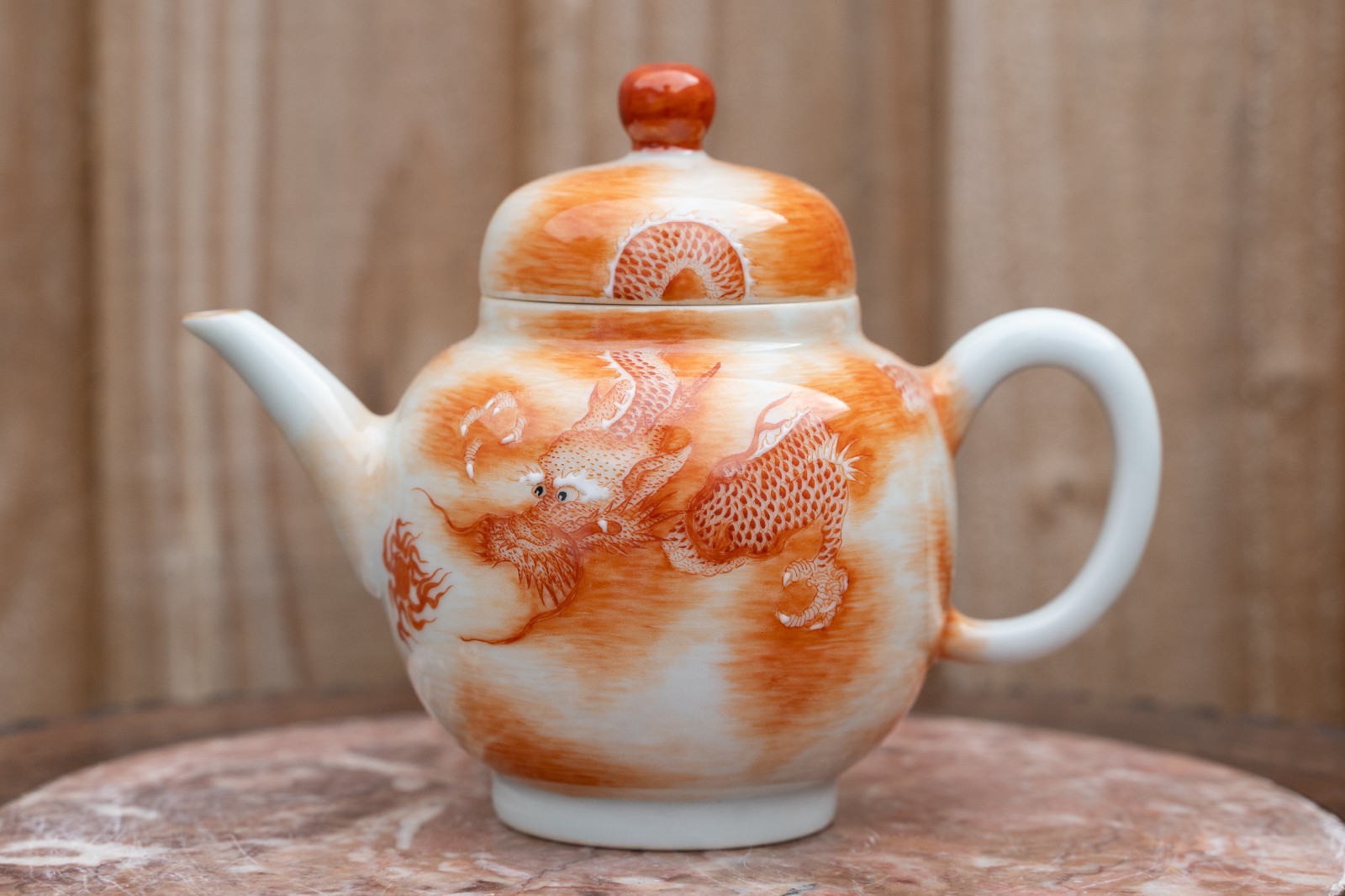 Finely Hand-Painted Chinese Dragon Teapot 11cm Tall Inc Lid