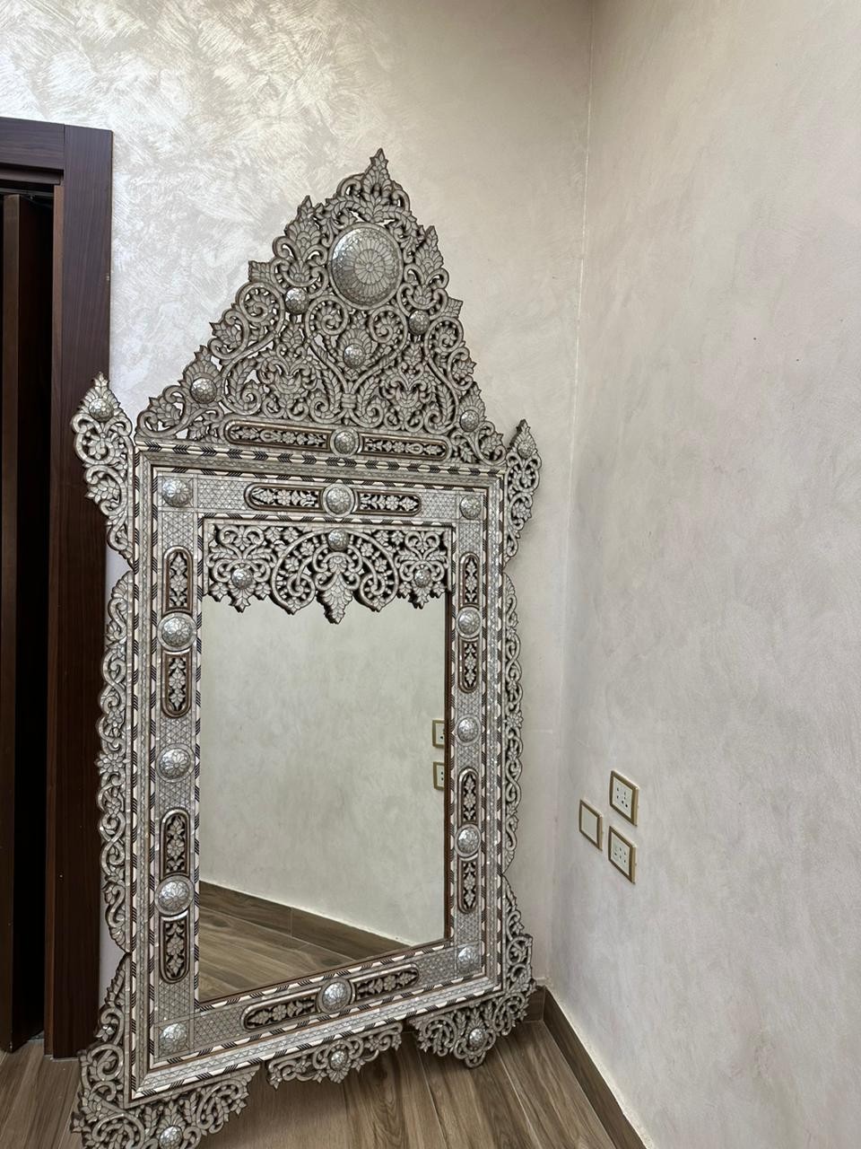 RARE Vintage 83” Syrian Mother of Pearl Inlay Mirror – Handcrafted Masterpiece