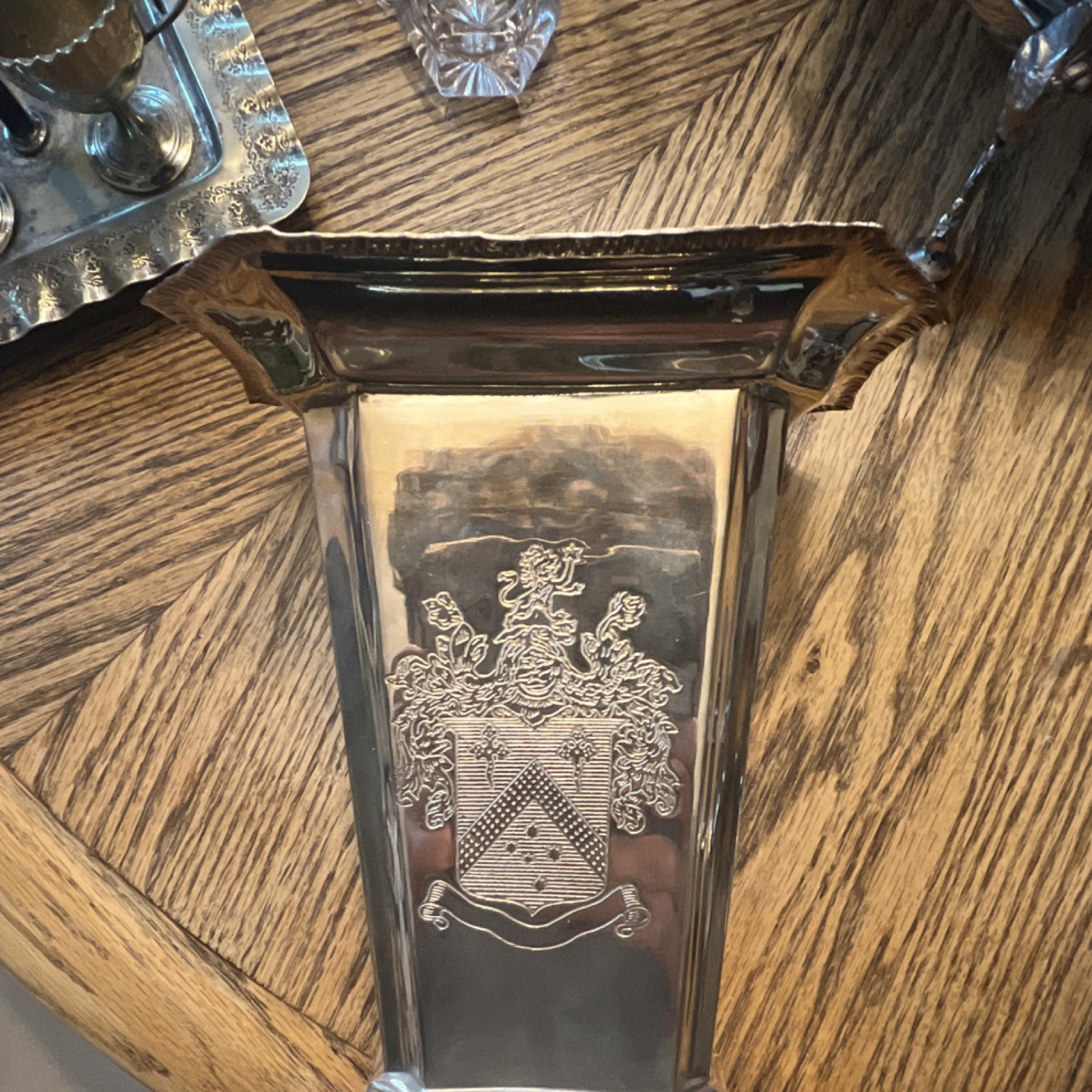 US Silverplate Vase Post-1940 with Engraved Crest and Hallmarks