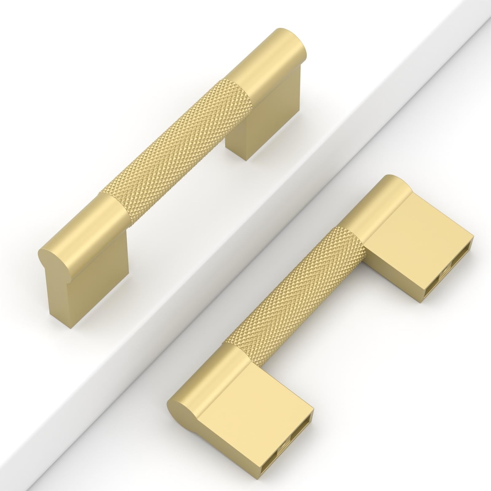 10 Pack 3″(76mm) Gold Handles for Cabinets Kitchen Brushed Gold Cabinet Pulls…