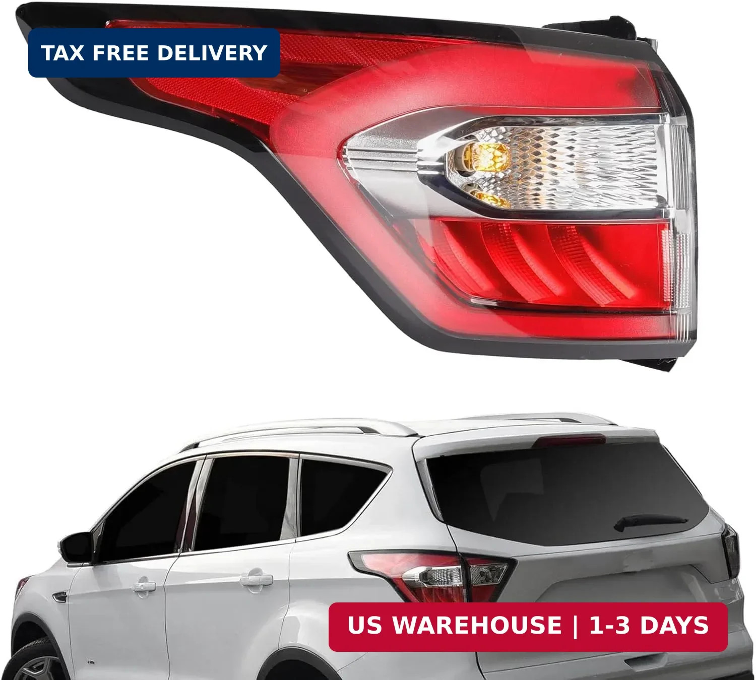 Dasbecan Left Driver Side Tail Light Assembly with Bulb Compatible with Ford Esc