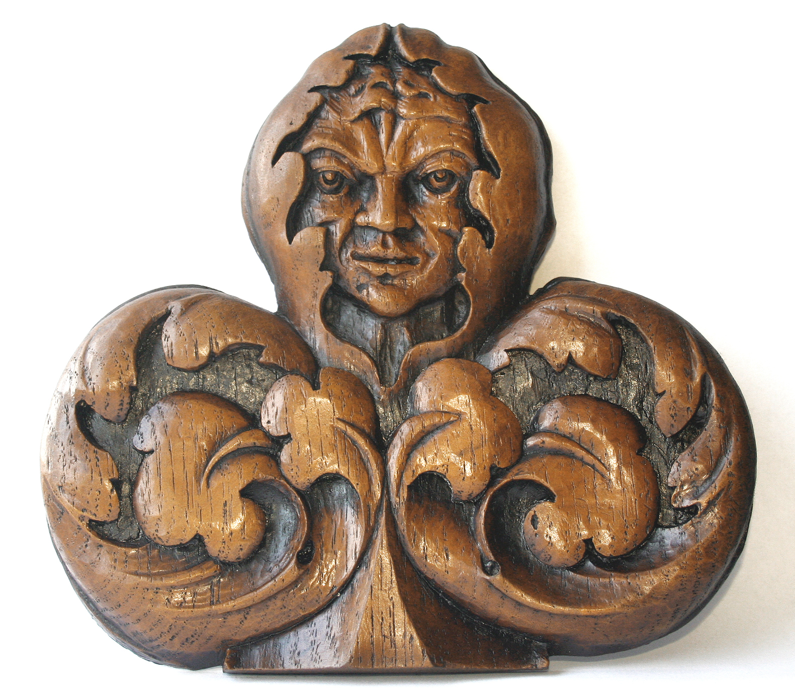 Green Man Reproduction Medieval Church Misericord Carving Unique Hand Made Gift