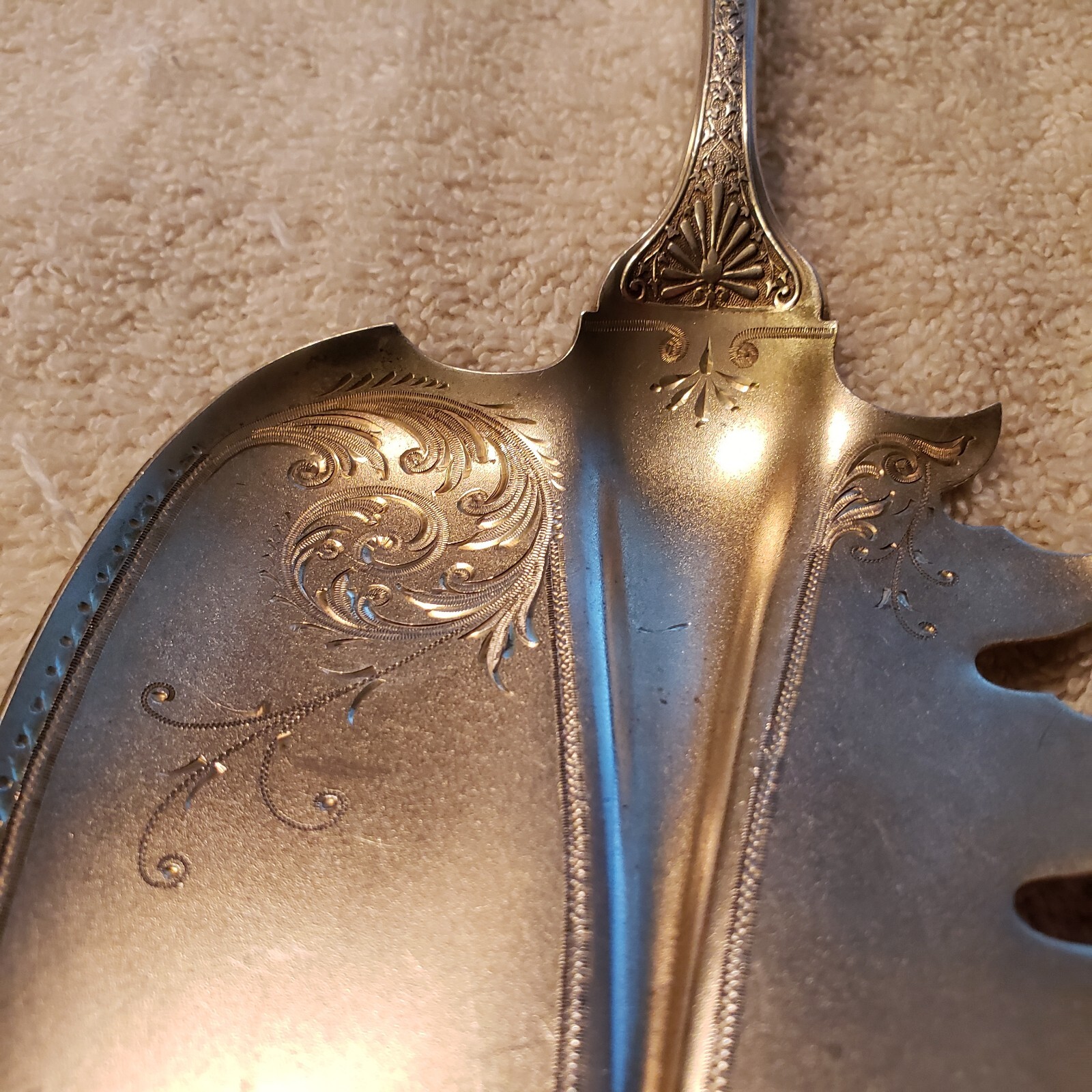 RAPHAEL by GORHAM sterling silver PASTA MACARONI SERVER 11″ GW Blade No Monogram