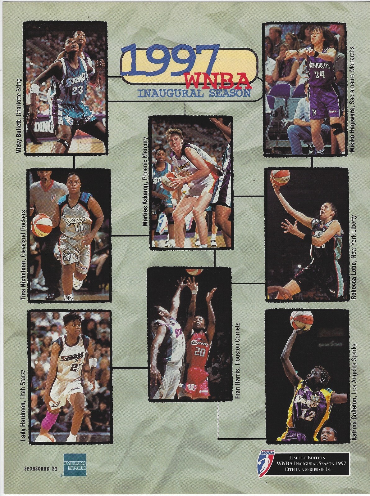 LIMITED EDITION 1997 WNBA Inaugural Season 8×10 card