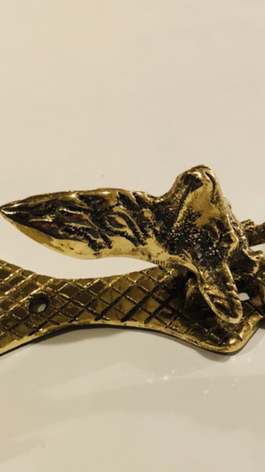 ANTIQUE ENGLISH SOLID BRASS STAG DEER DOOR KNOCKER EARLY 1900s MADE IN ENGLAND