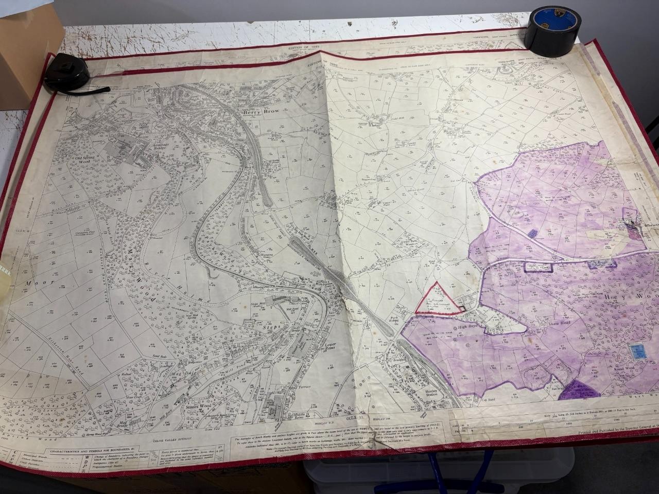 Map 3 x 1932 Yorkshire West Berry Brow Kirkburton Highburton Armitage Bridge….