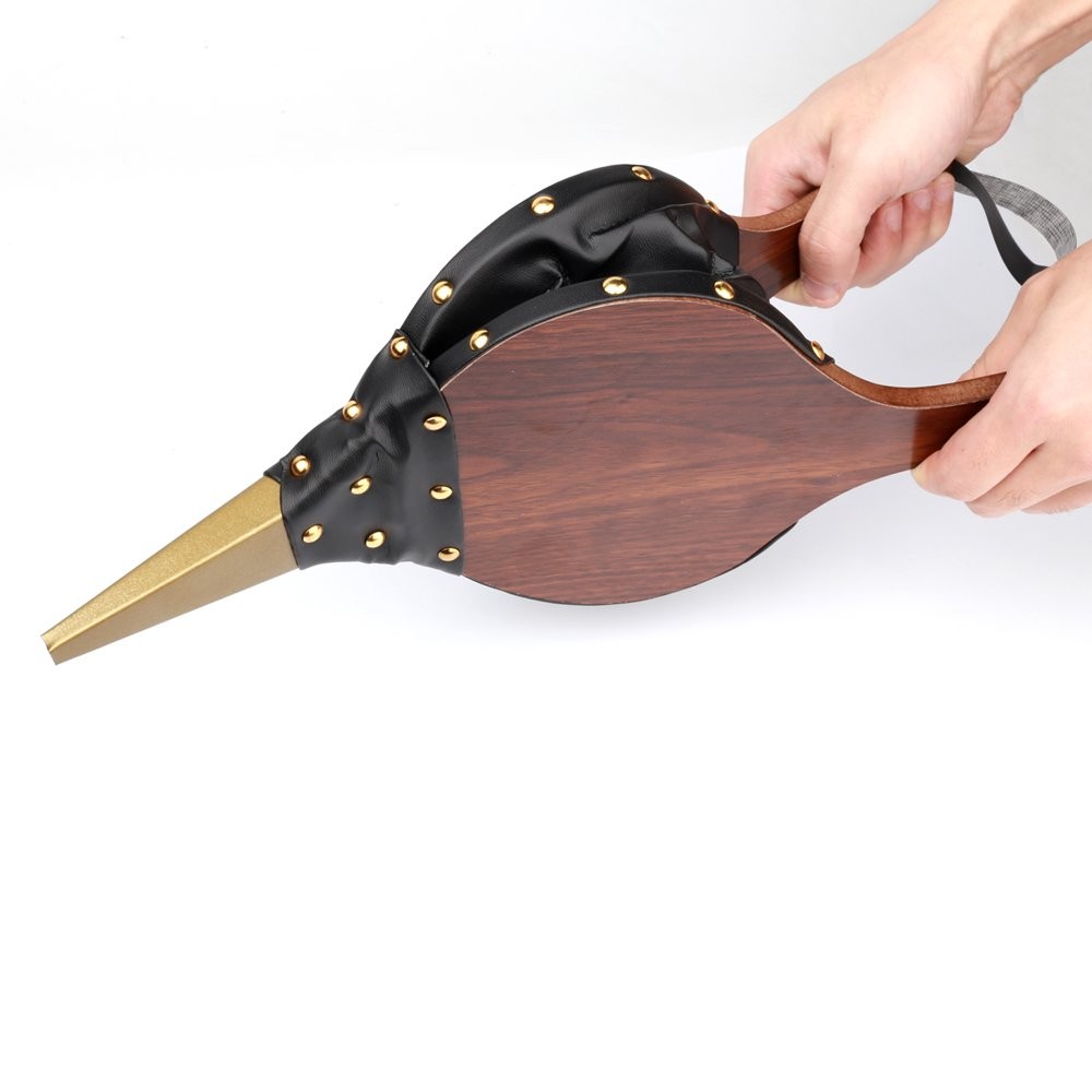 1PCS Brown Wood Fireplace Bellows 15″ x 6.5″ Outdoor Cooking Fan Air Blower