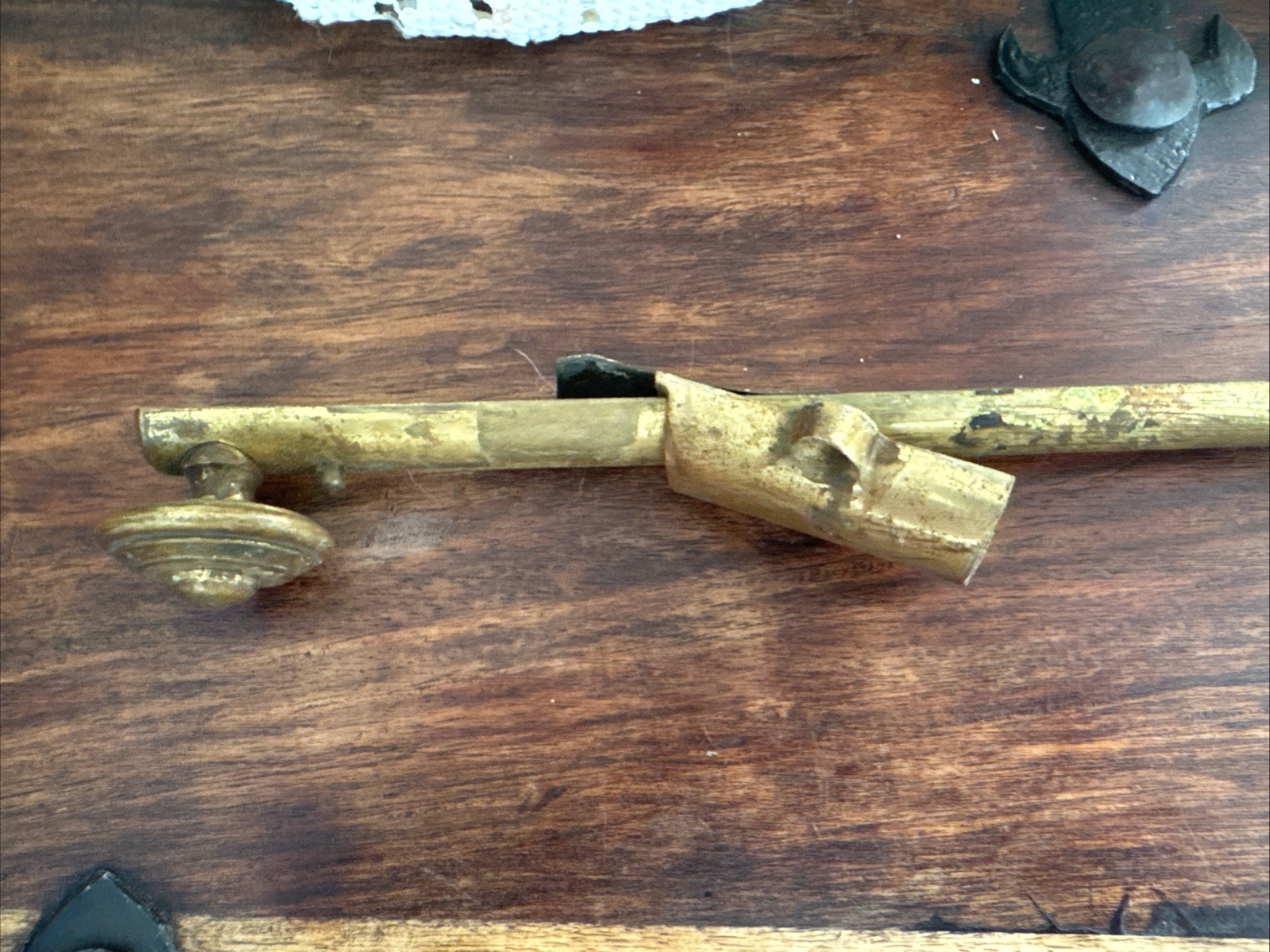 Antique Solid Brass 12″ Sliding Surface Bolt Door Lock Reclaimed Distressed