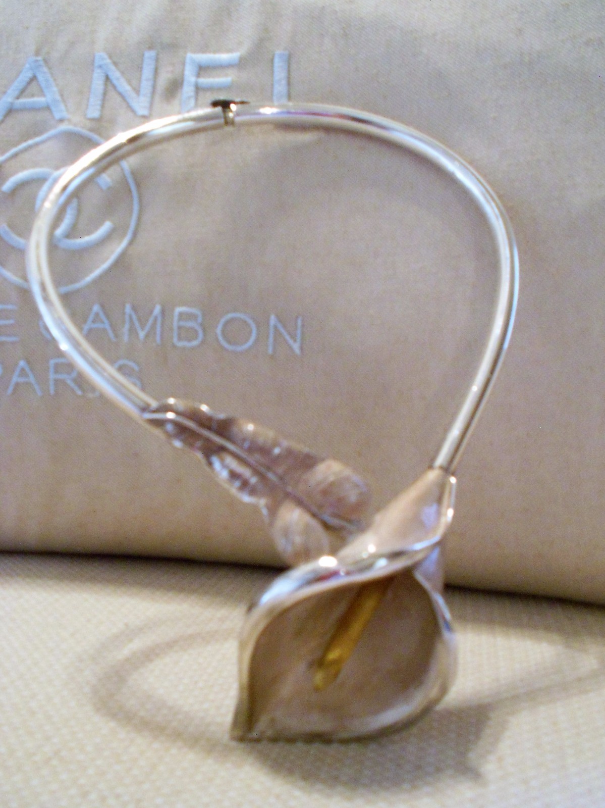 NEIMAN MARCUS STERLING LILY & LEAVES EMILIA CASTILLO LOS CASTILLO NECKLACE