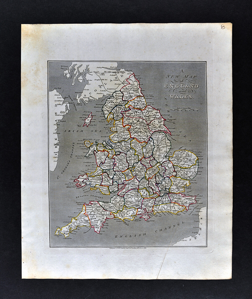 1812 Darton Union Atlas Map England Wales London Liverpool Oxford Nottingham UK