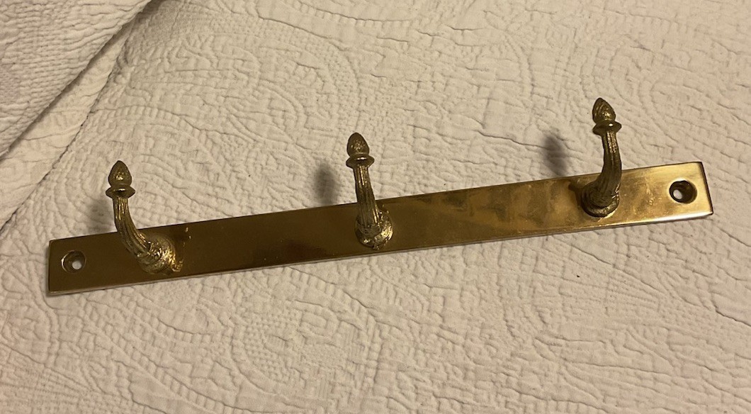 Vintage Brass Bar With 3 Hooks Wall Mounted – 12 Inches hub