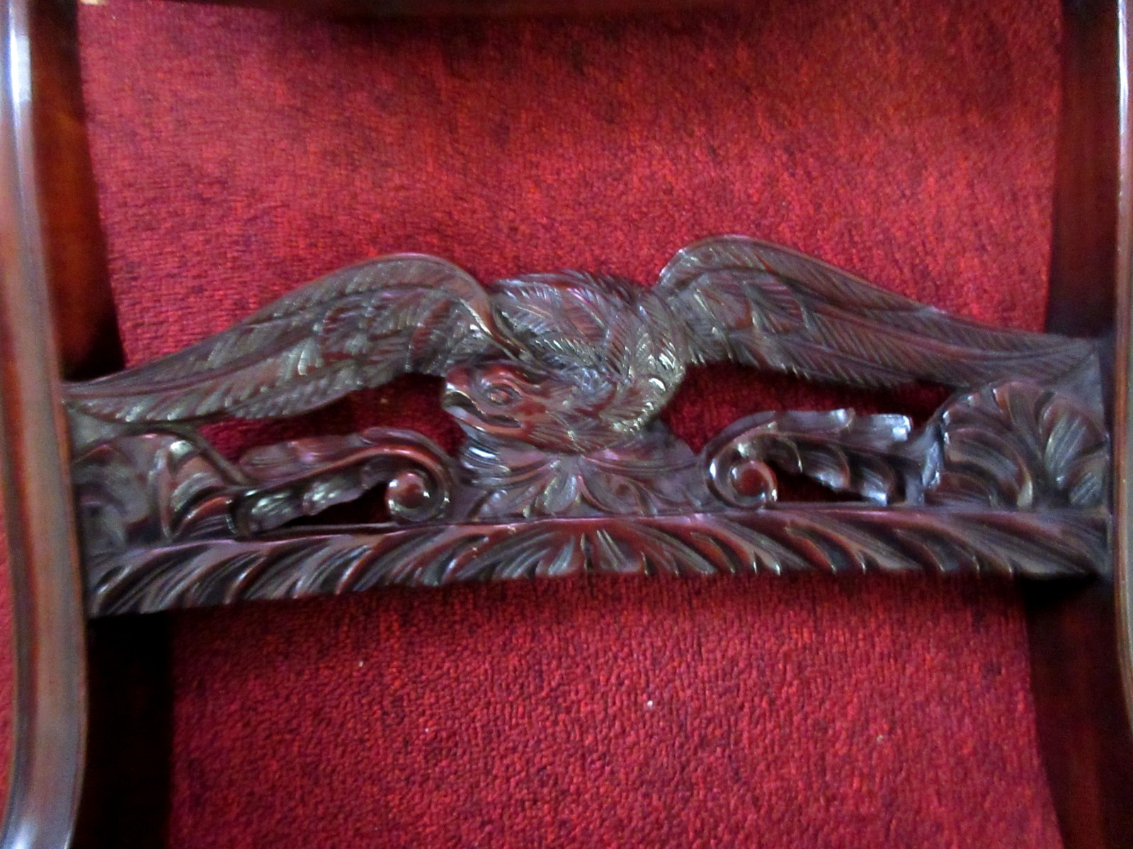 FINE PR. of 19thc. NY. FEDERAL MAHOGANY EAGLE SPLAT CHAIRS DUNCAN PHYFE MANOR OF