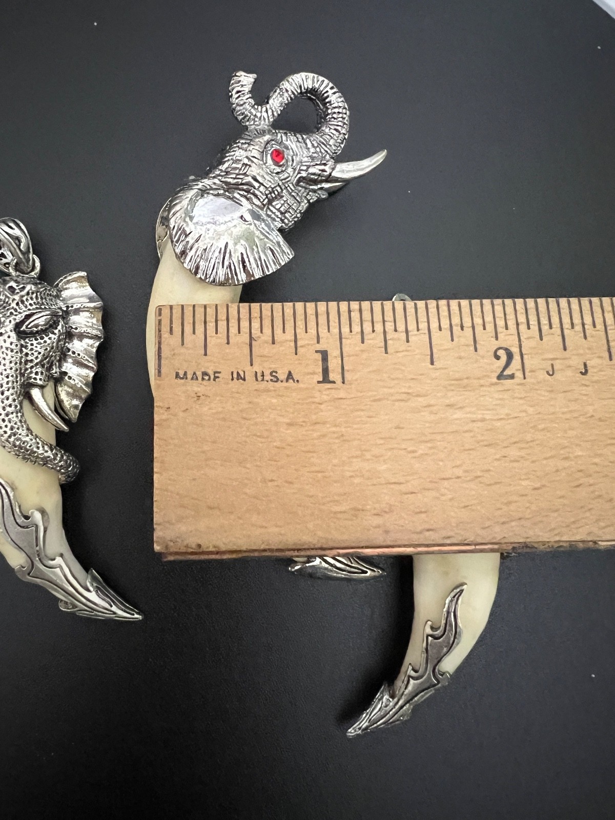 3 Men’s and Women’s Wolf Tooth Silver Elephant Pendant Brothers Sisters