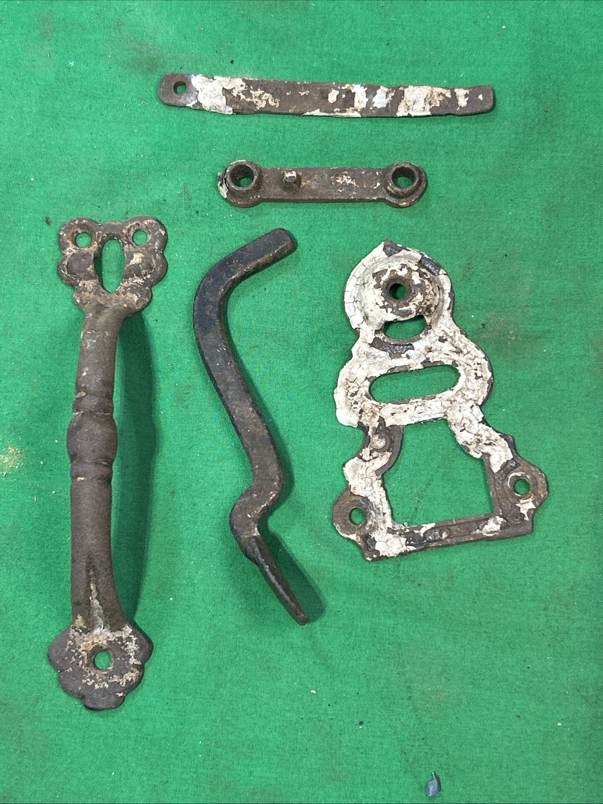 Vintage Ornamental Gate / Door Thumb Latch Steel Chippy Paint Rustic