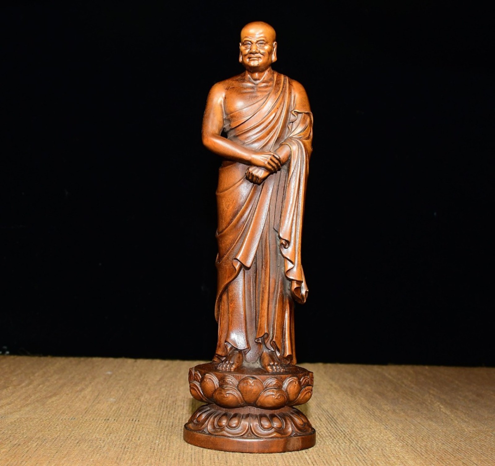 Vintage Wooden Statue Mahakasyapa Intricate Wood Carved Radiance Artisan
