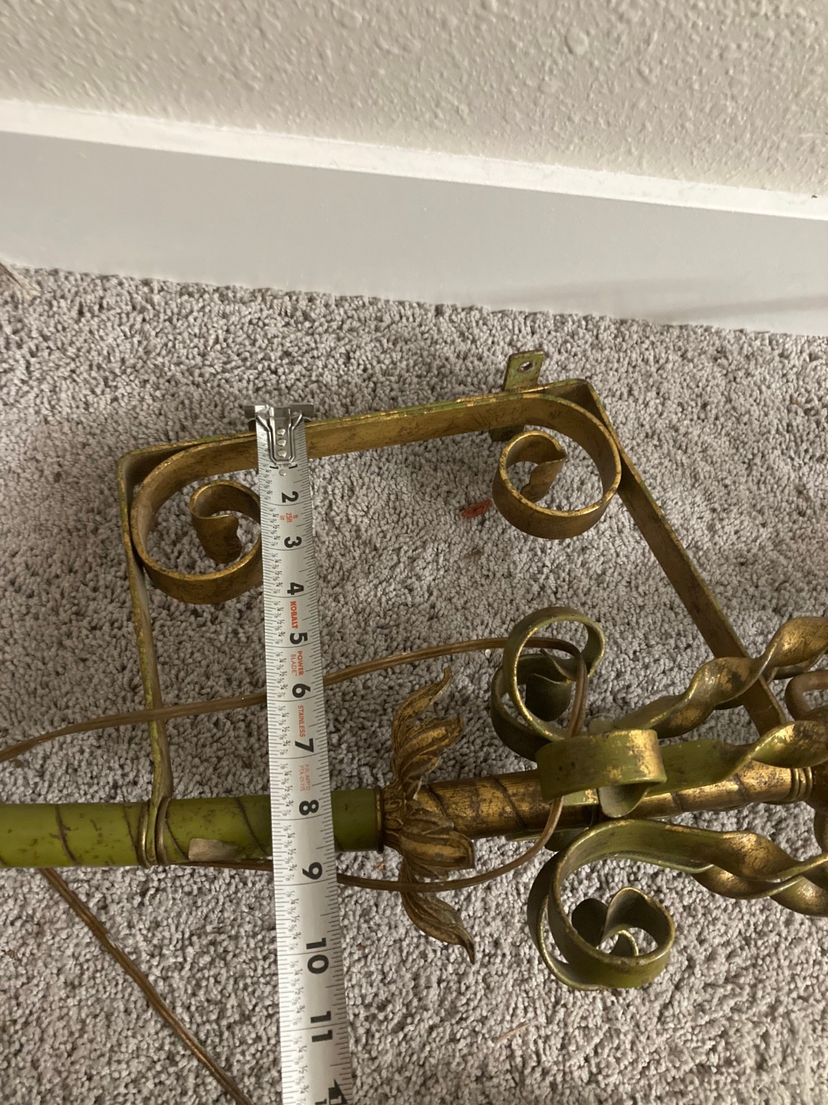 Large Vintage Art Nouveau Bronze Wall Sconce Lamp Floral Base Patina Gold Tone