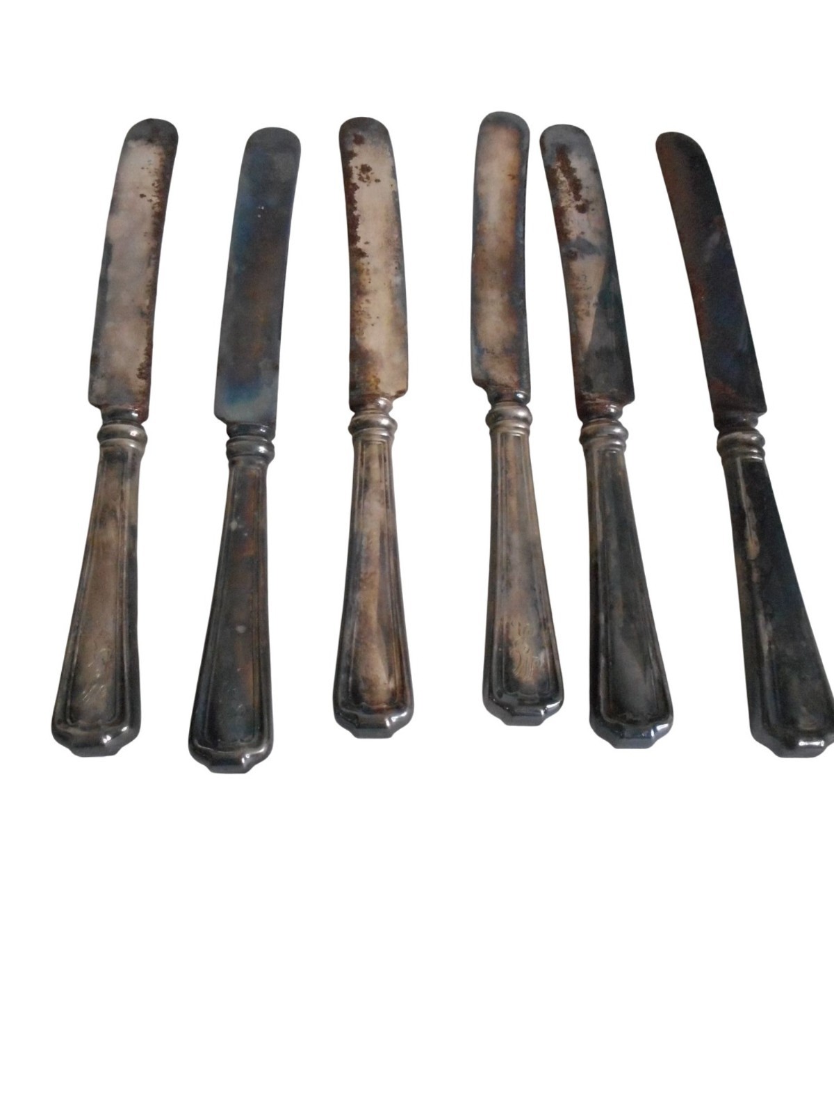 6 c1919 1847 Rogers Bros XS Triple Cromwell Pattern Knives Silver Plate Craft