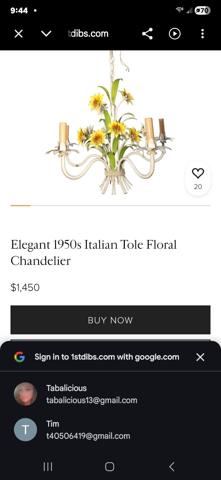 Italian 1950s Floral Metal Chandelier Yellow Green White Vintage Original