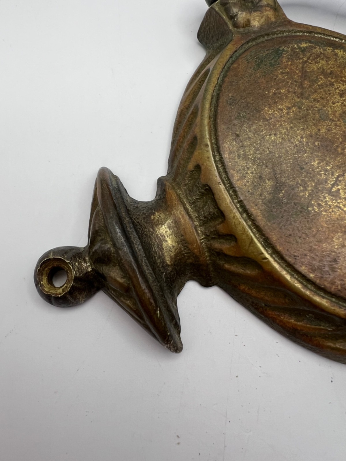 Antique Solid Brass Door Knocker Rams Head Floral Ornate Knocker Ring
