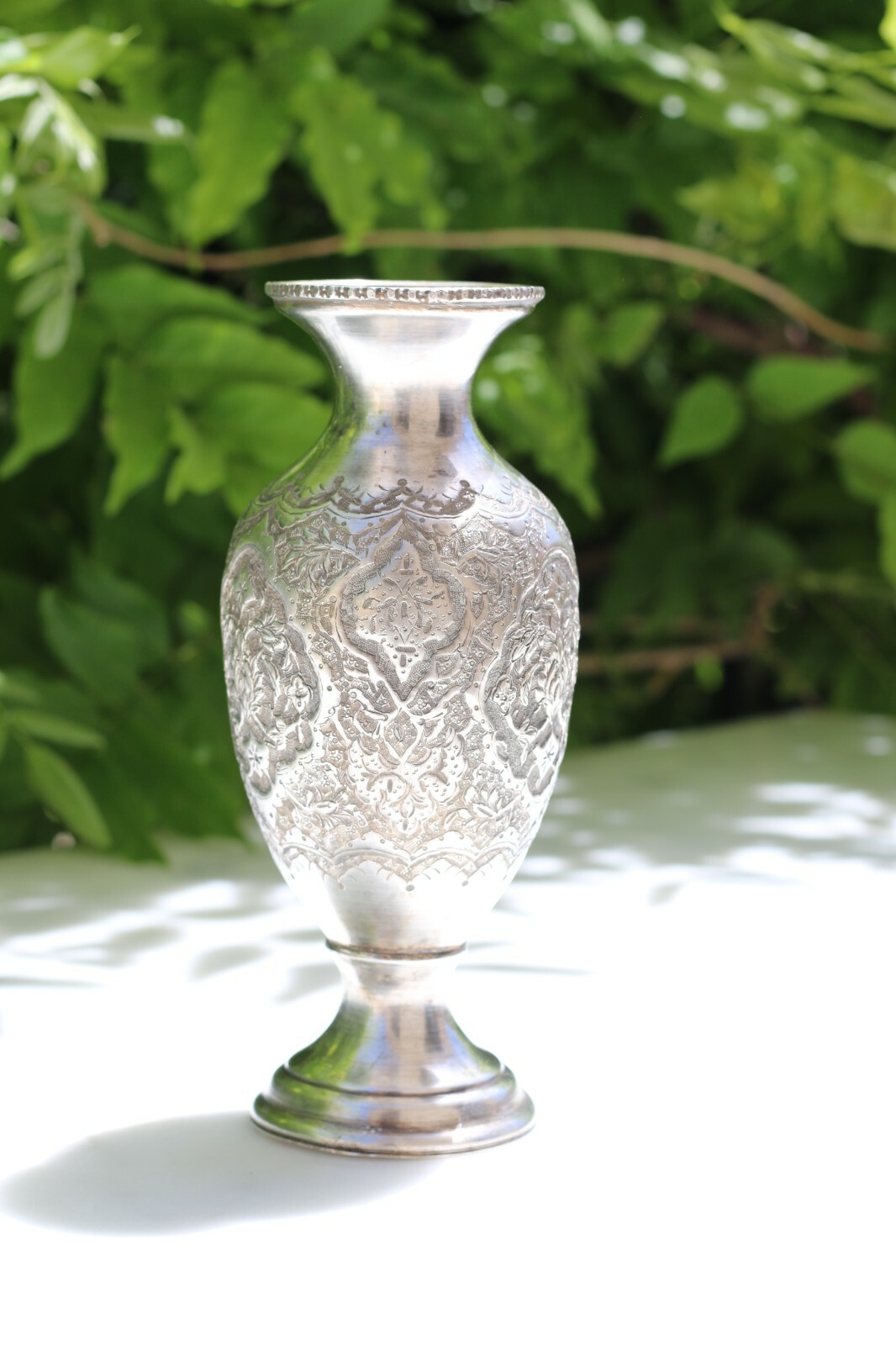 Antique class silver 84 vase handmade Needle engraving Middle Eastern