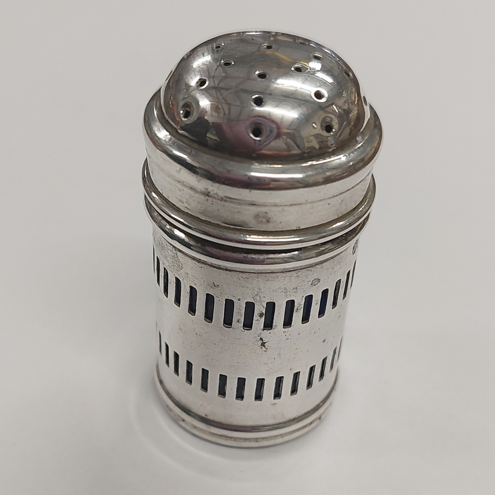 Antique John Rose Sterling Silver Pepper Pot Pepperette with Blue Glass Liner