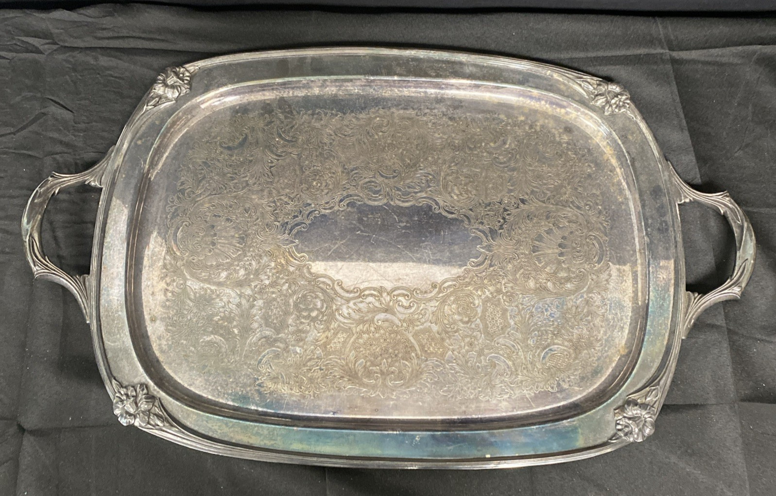 Rogers Bros 1847 Daffodil Large Silver Plated Butler’s Tray 9996 Vtg
