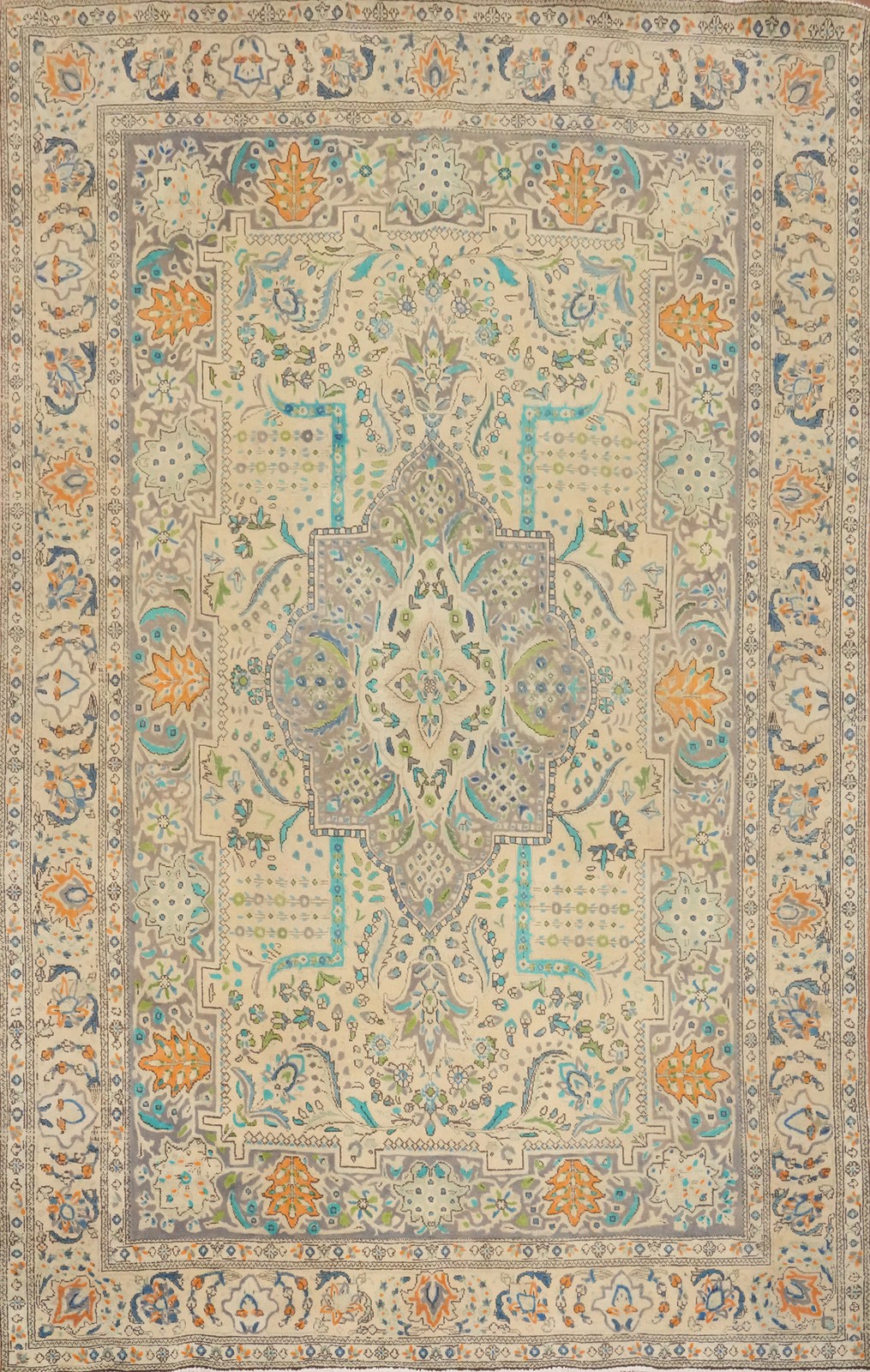 Traditional Wool Floral Vintage Area Rug 7×10 ft Hand-knotted for Living Room