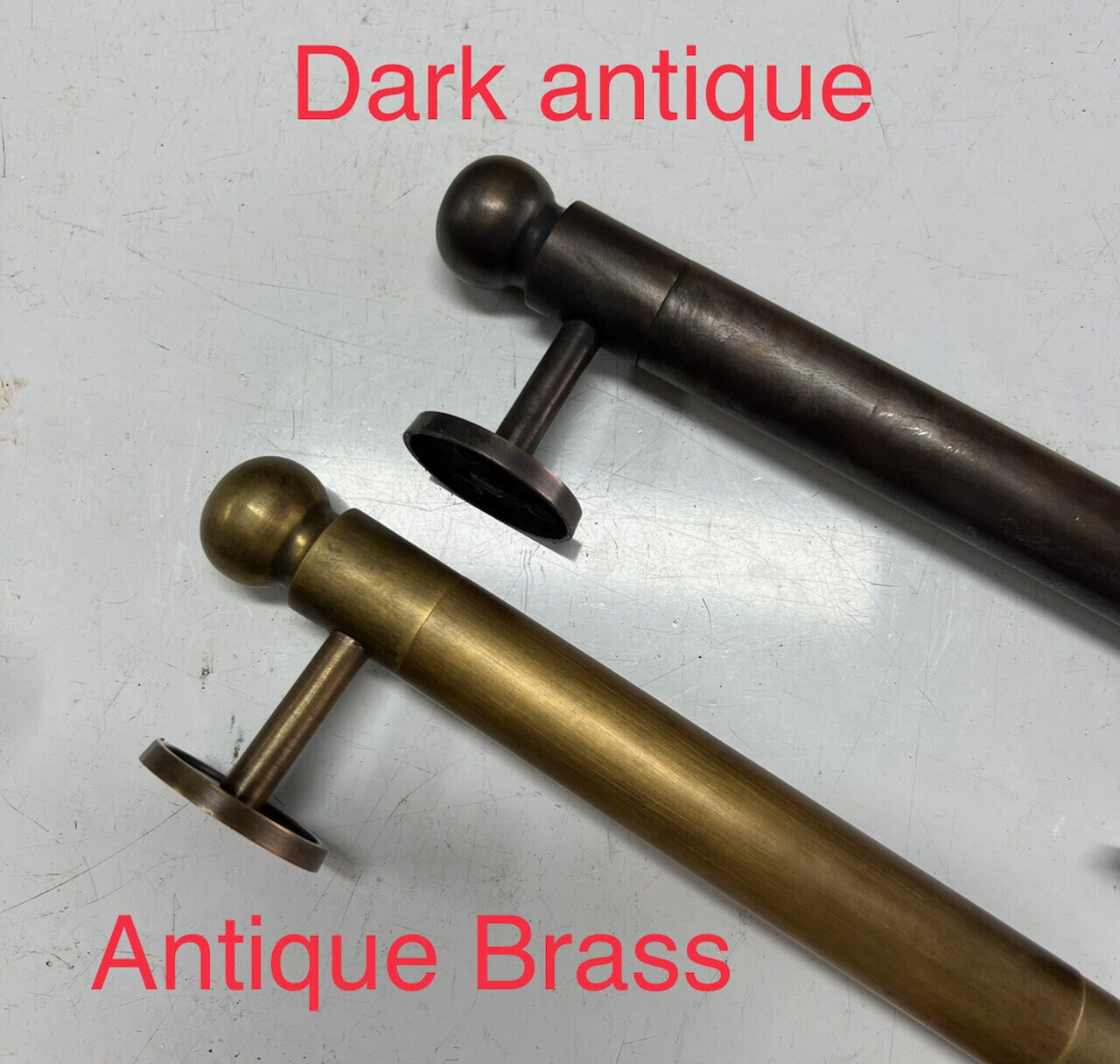 12″ large DOOR handle pull solid SPUN hollow brass RAIL aged old style 30 cm ROD