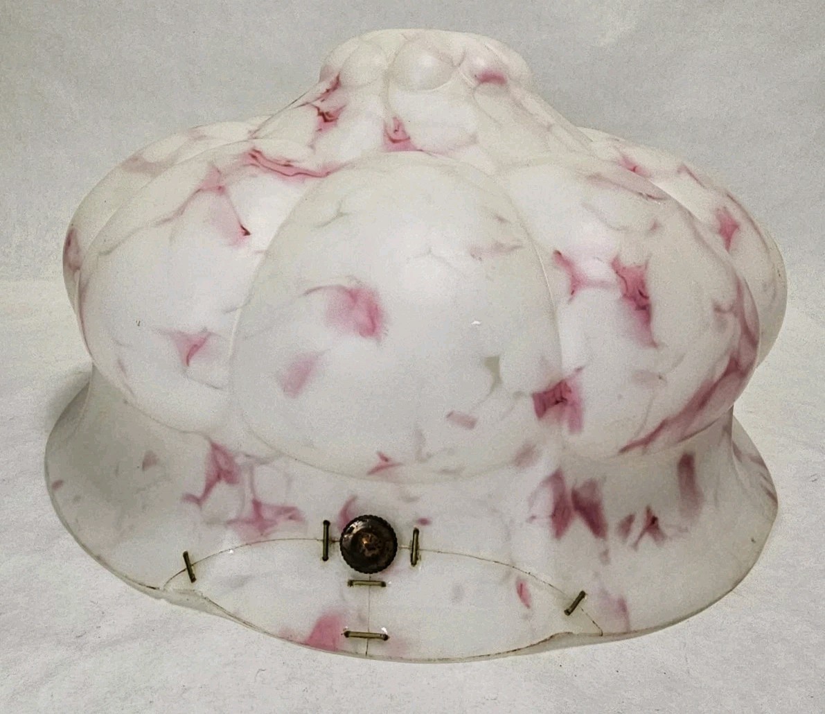 Art Deco Glass Hanging Goldfish Bowl Flycatcher Lampshade Opaque Glass Raspberry