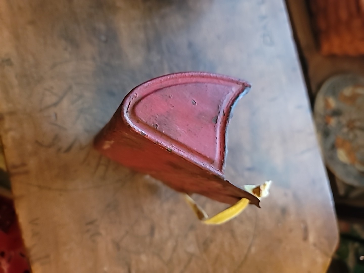 Antique Tin Box Comb Case Wall Original Red Paint Fabulous Patina 7×6″