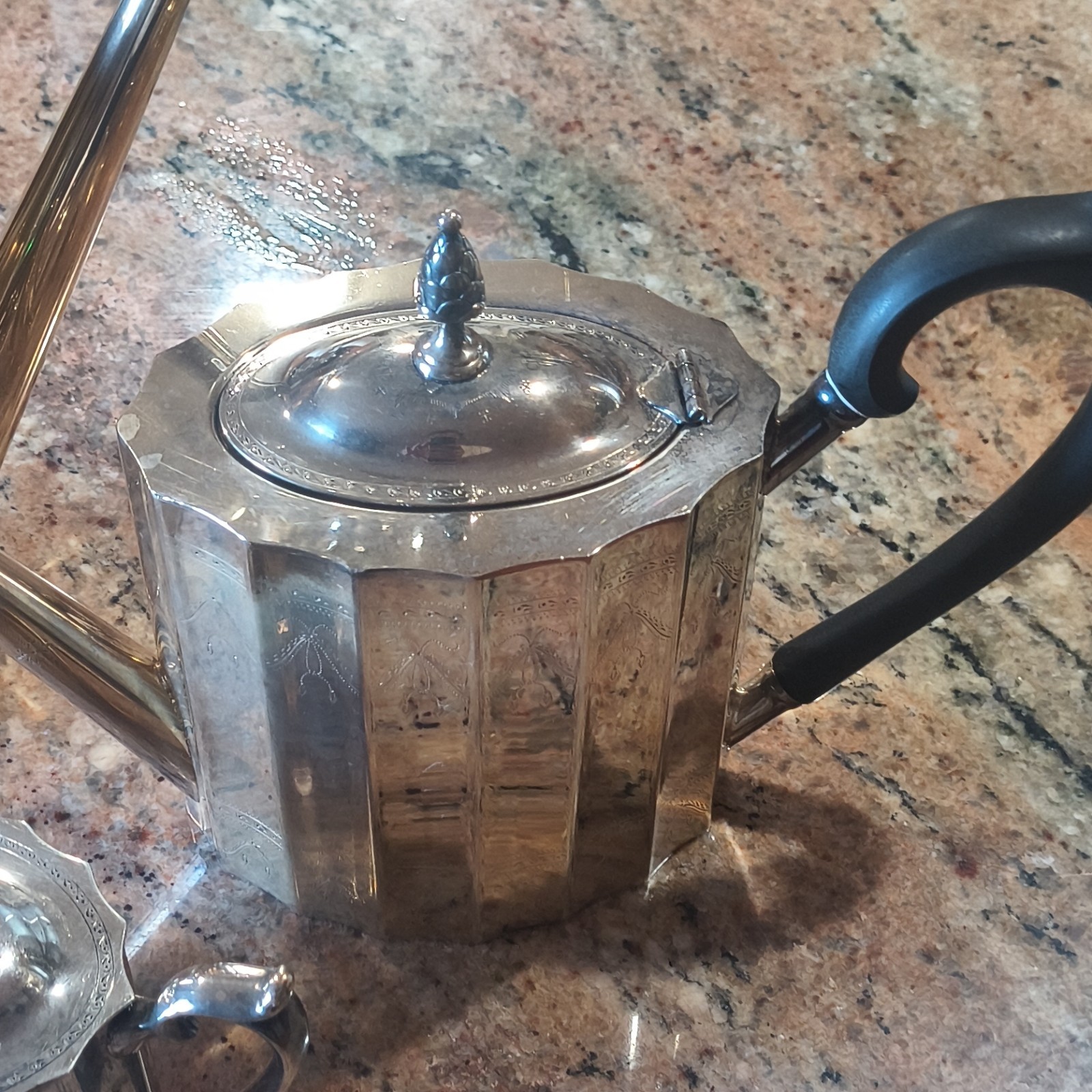 Lunt Silversmiths Silverplate Coffee Pot Teapot Sugar Bowl Set 1900-1940