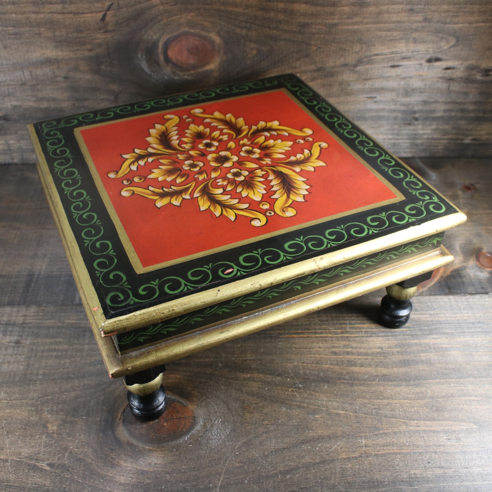 Bajot Chowki Indian Bench Low Stool Temple Worship Home Decor Stand Religious