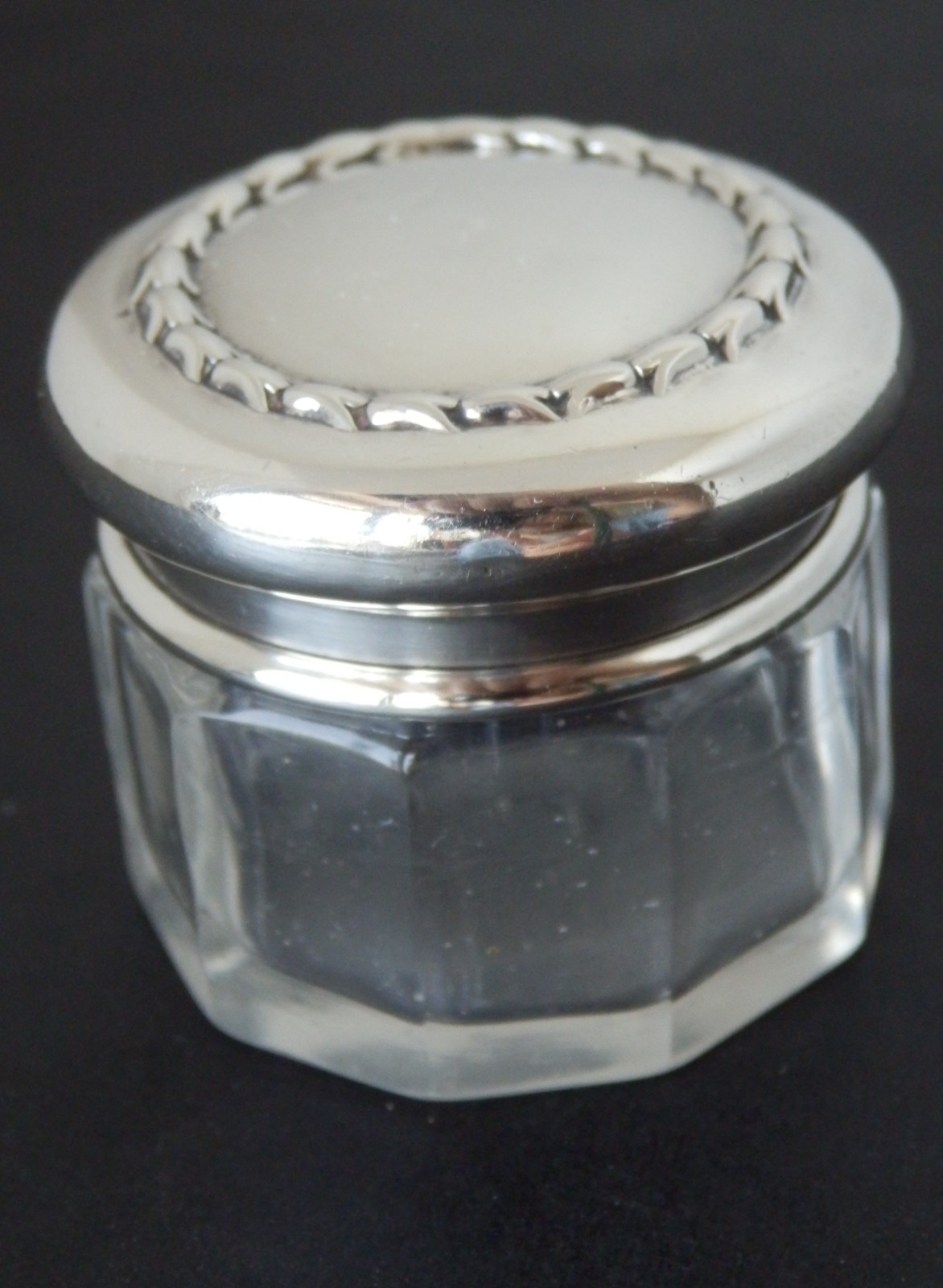 Antique Art Nouveau Solid Silver topped Glass Jar Pot By Levi & Salaman Bir 1919