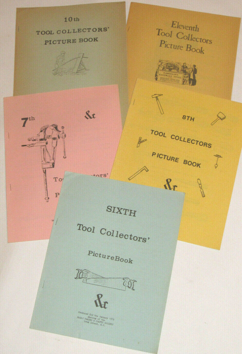 5 VINTAGE 1970s TOOL COLLECTORS PICTURE BOOKS! EARLY TRADES & CRAFTS SOCIETY!
