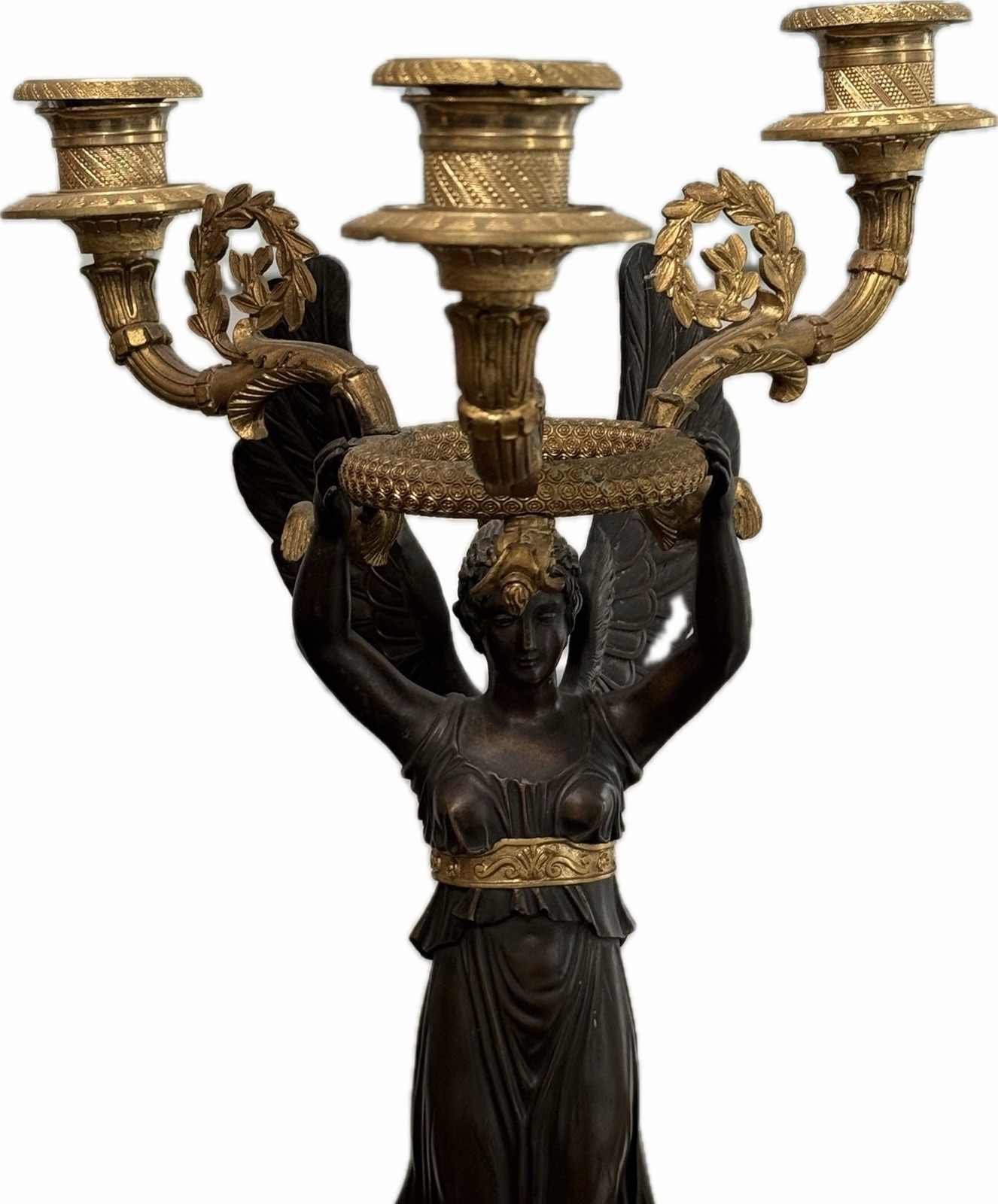 A Pair Of Early 19th Century French Gilt and Bronze Figural Candelabra