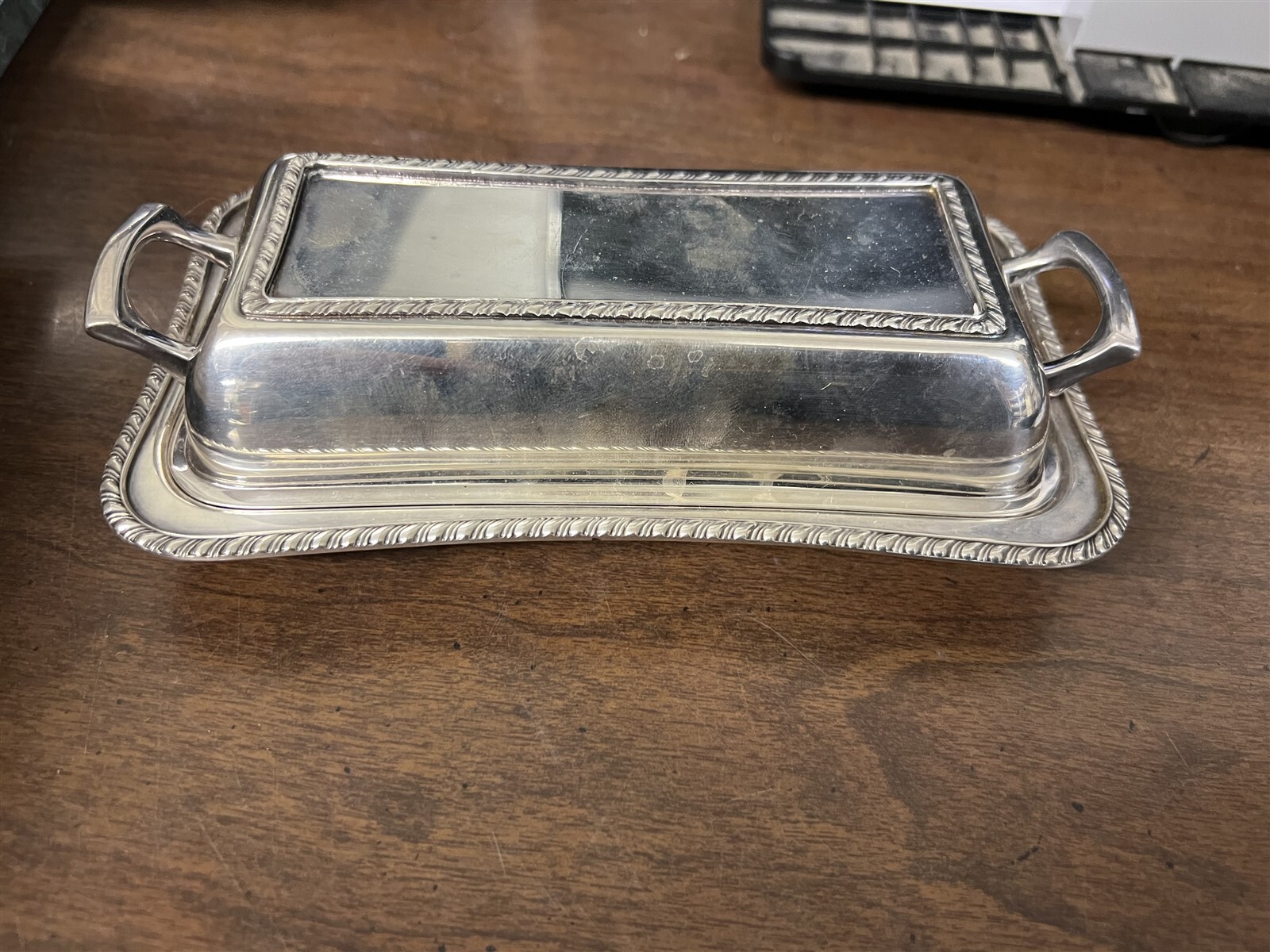 Cresent Silver Plate Butter Dish 1/4 lb.