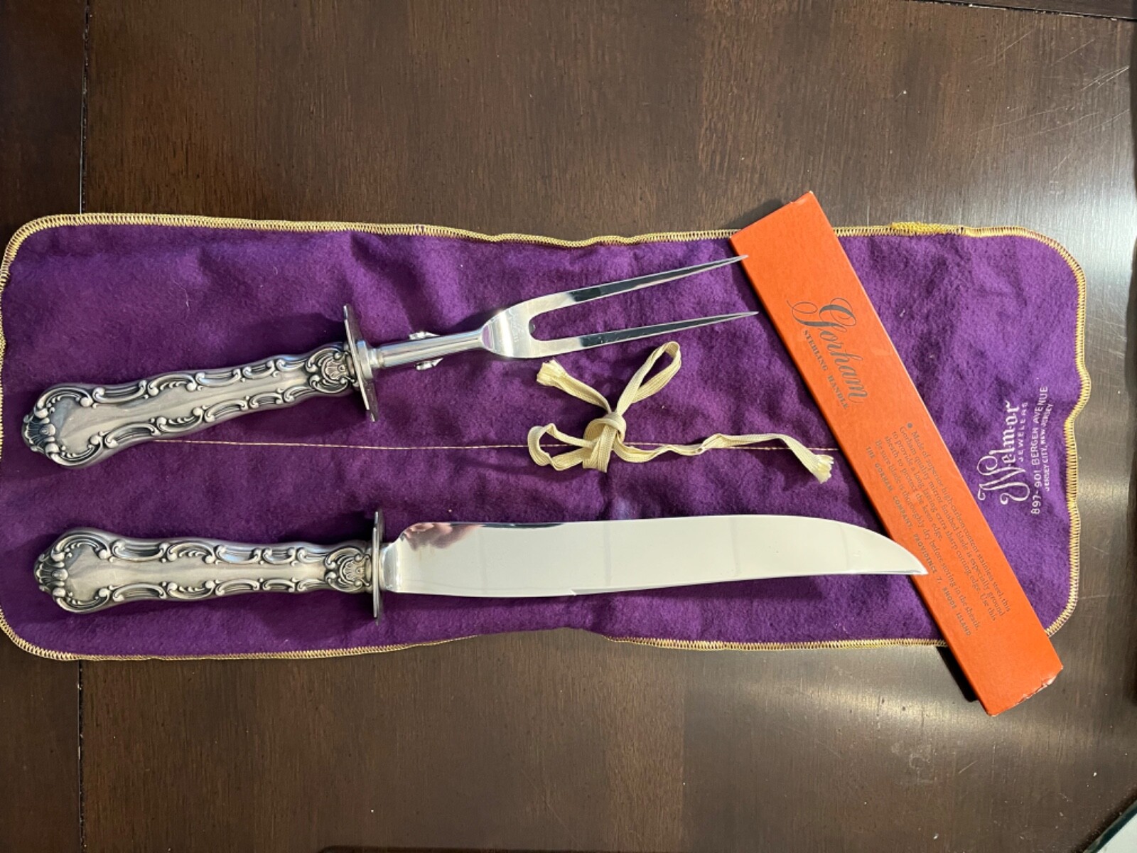 Strasbourg by Gorham Sterling Silver Roast Carving Set 2-Piece, Vintage NEW
