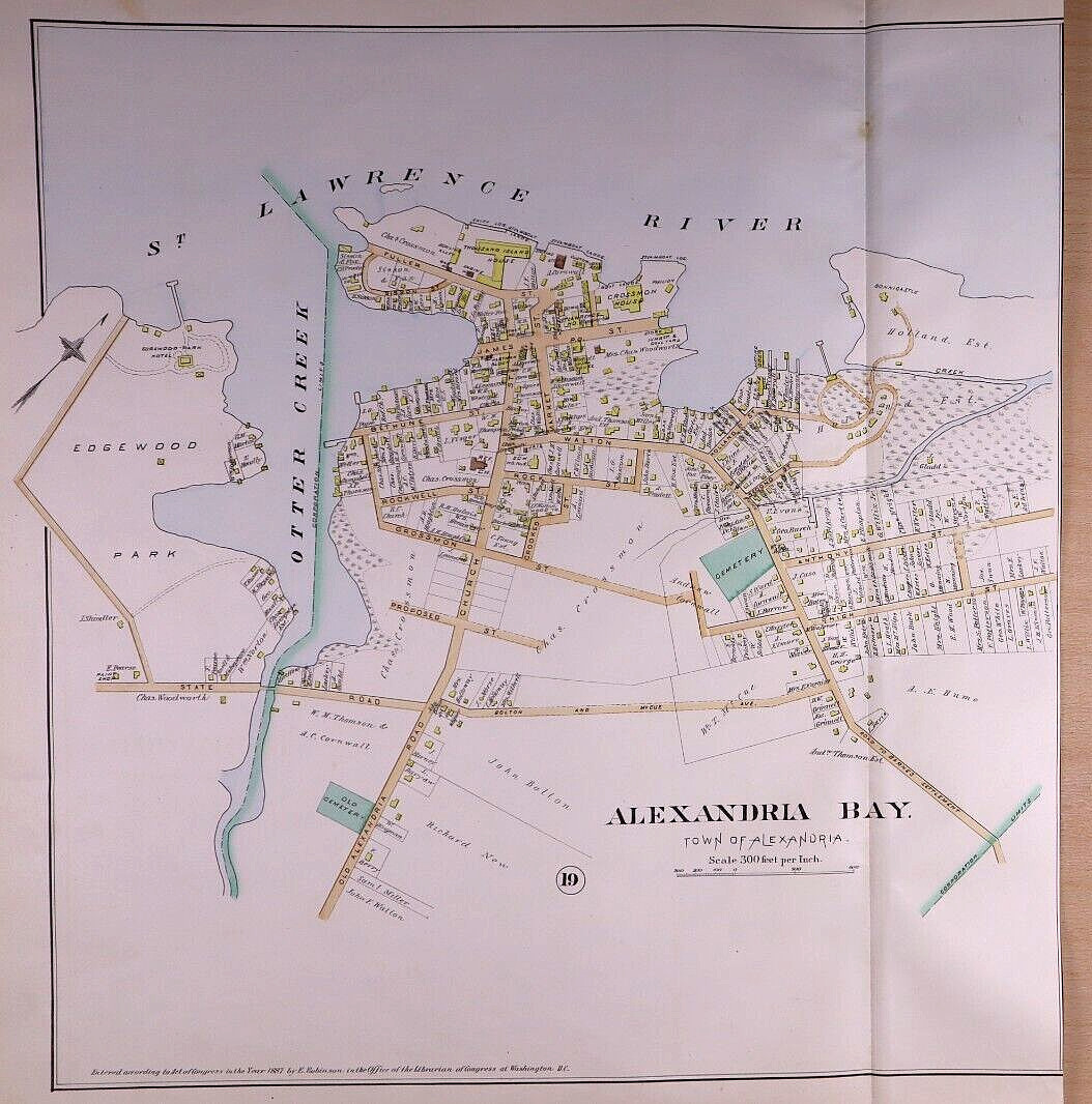 1888 Plat Map ~ ALEXANDRIA BAY, JEFFERSON Co., NEW YORK (18×20)-#A3
