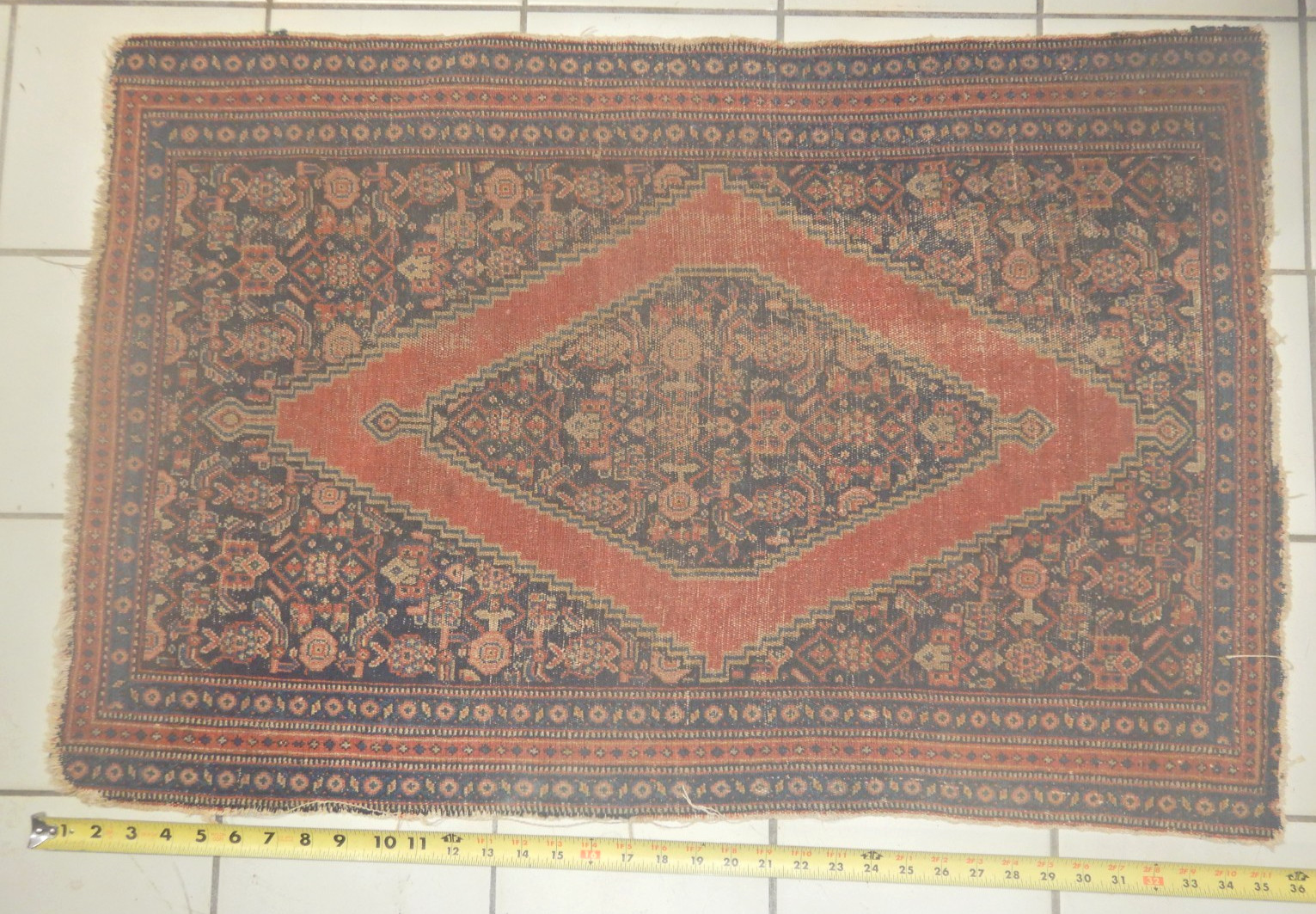 Antique Hand Knotted Prayer Wool Rug 24″ W x 36″ L