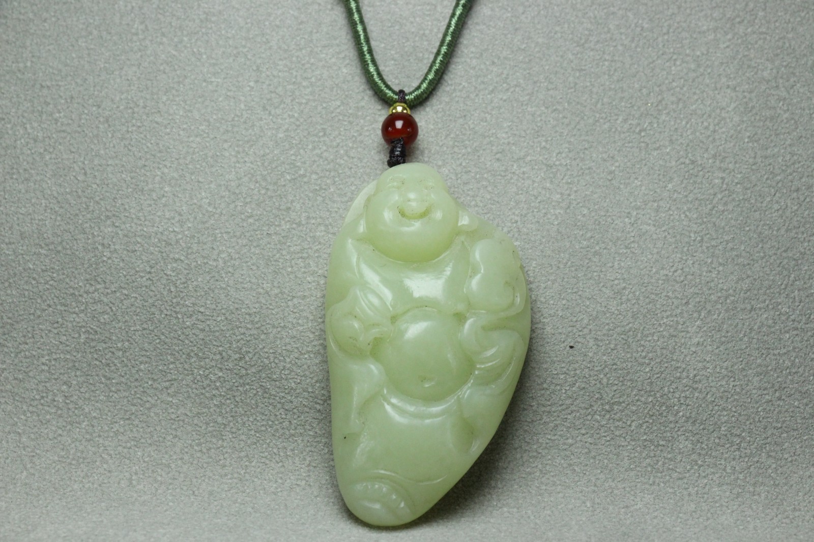 Chinese Hetian Jade Hand-Carved Maitreya Buddha pendant Statue