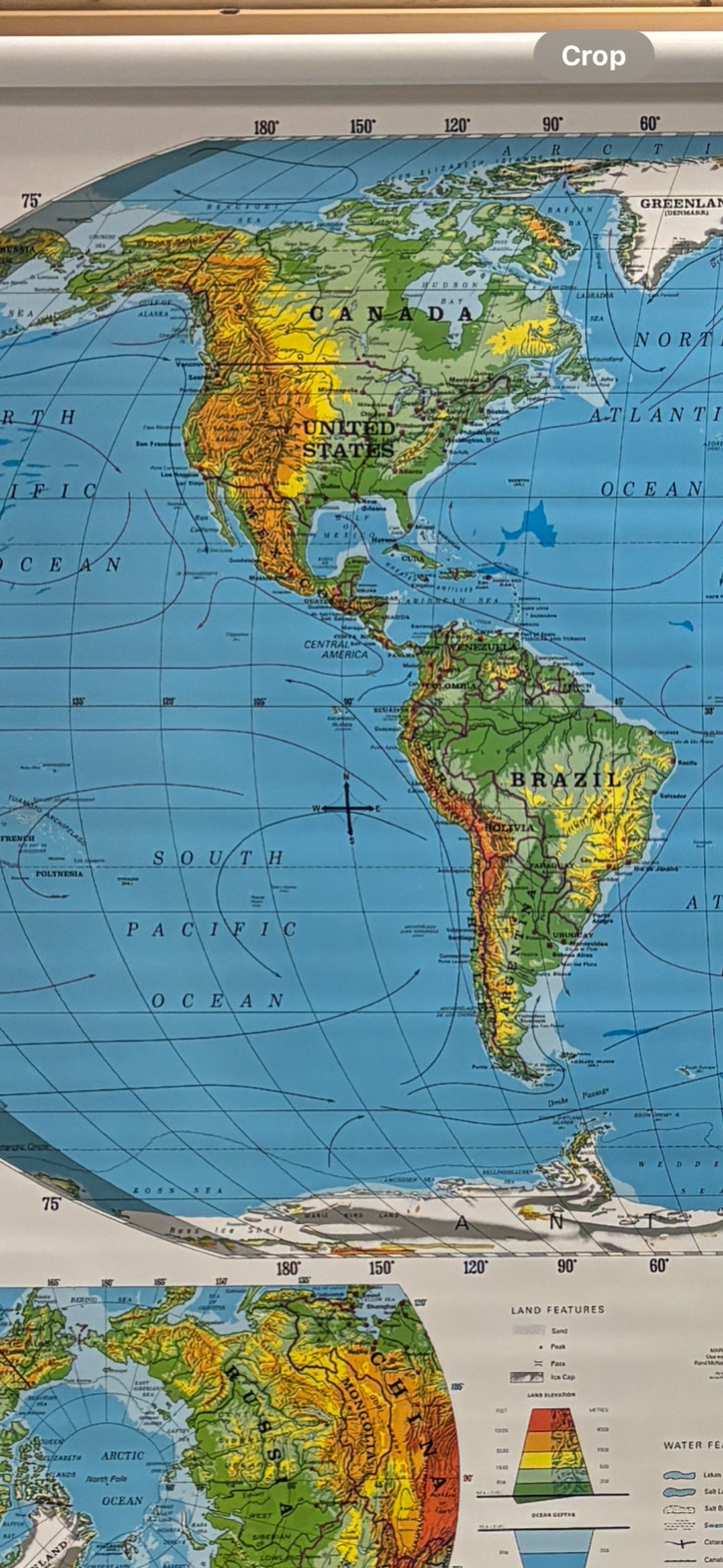 Pull Down School Maps 3 Layer World, U.S. Vintage, Salvage, Old, Antique.