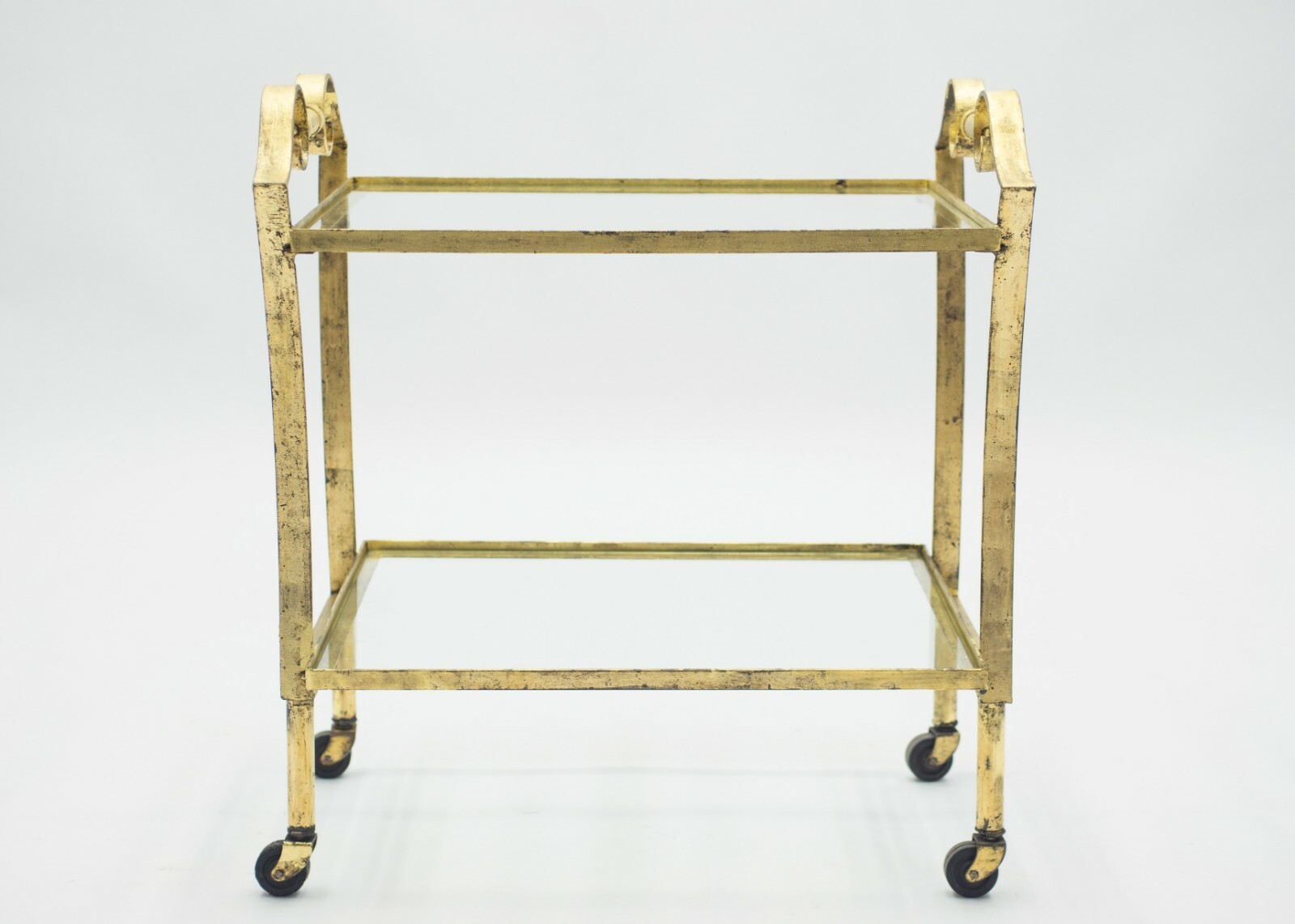 French neoclassical Maison Ramsay gilded iron bar cart 1940s