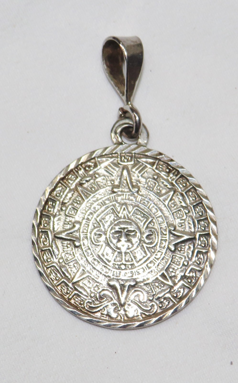 1 1/8” 950 Silver Aztec Mayan Calendar Pendant Taxco Mexico TV-02