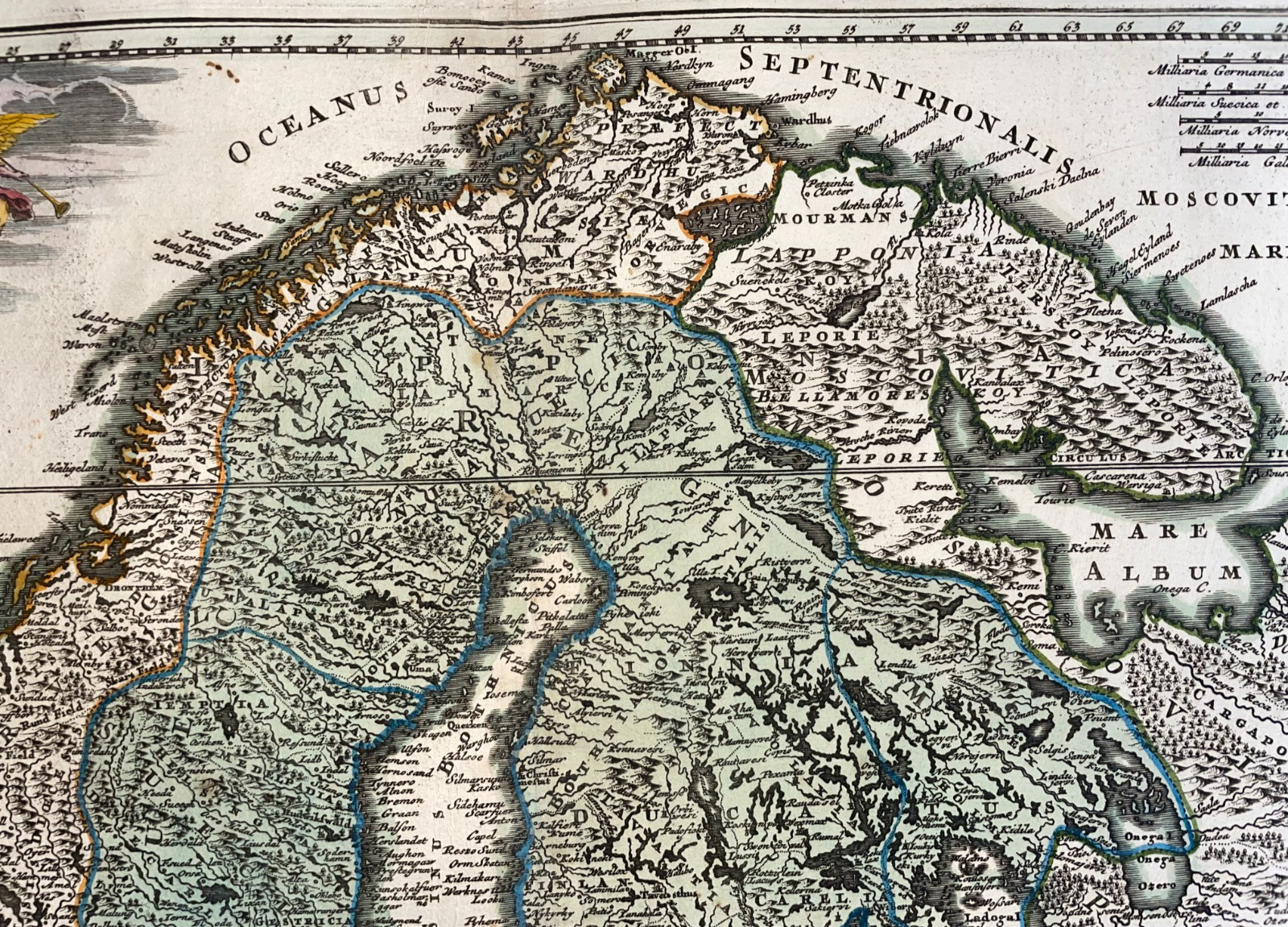 SCANDINAVIA 1719 CHRISTOPHER WEIGEL LARGE ANTIQUE MAP 18TH CENTURY