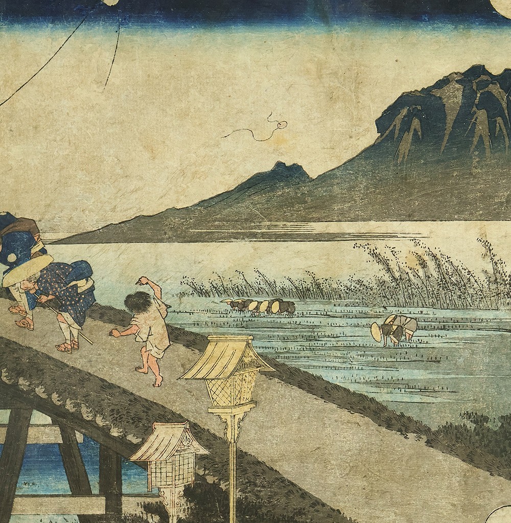 歌川広重 Utagawa Hiroshige (1797-1858) Original Woodblock Print ‘Kakegawa’ 掛川 OW406