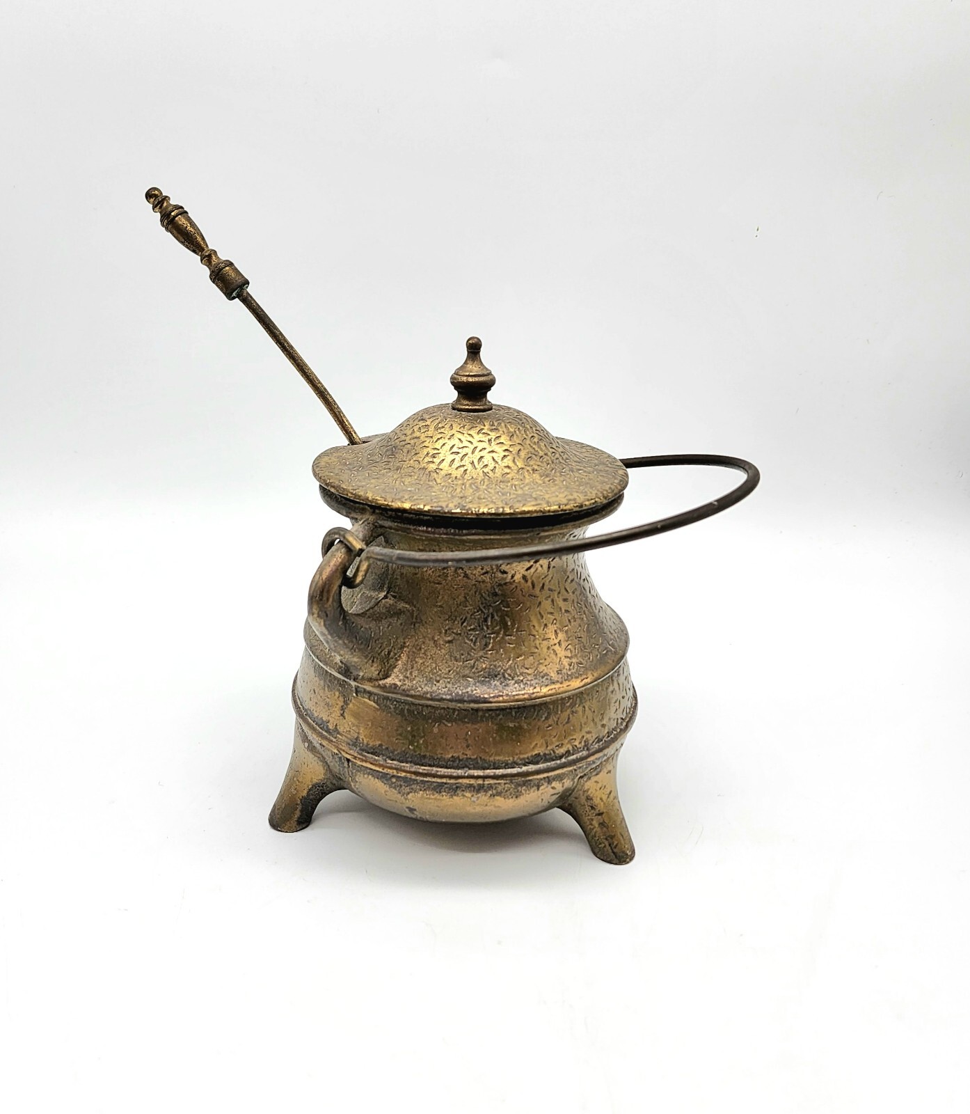 Vintage/Antique Brass and Cast Iron Smudge Pot with Wand
