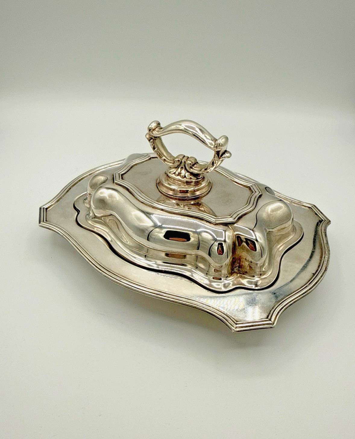 Antique Sheffield Paul Revere Silverplate Serving Dish with Lid Removable Handle
