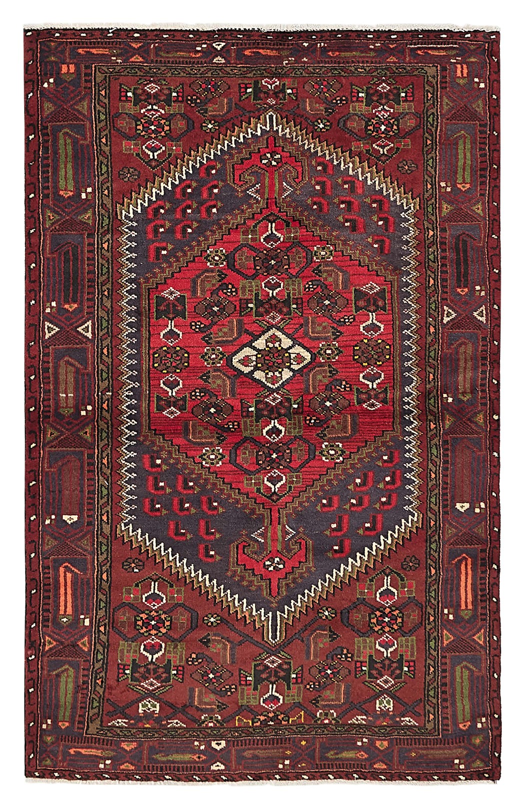 Vintage Dark Red Traditional 4’2″ x 6’7″ Hand-Knotted Oriental Wool Area Rug